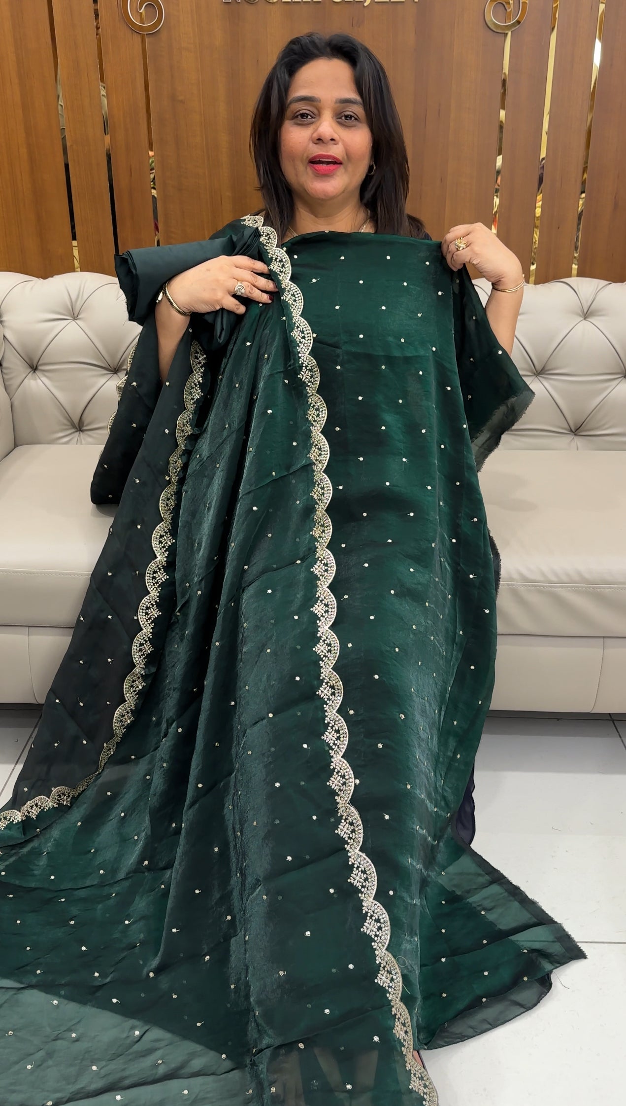 VELVET ORGANZA UNSTITCHED SALWAR SUITS - IHA 25690