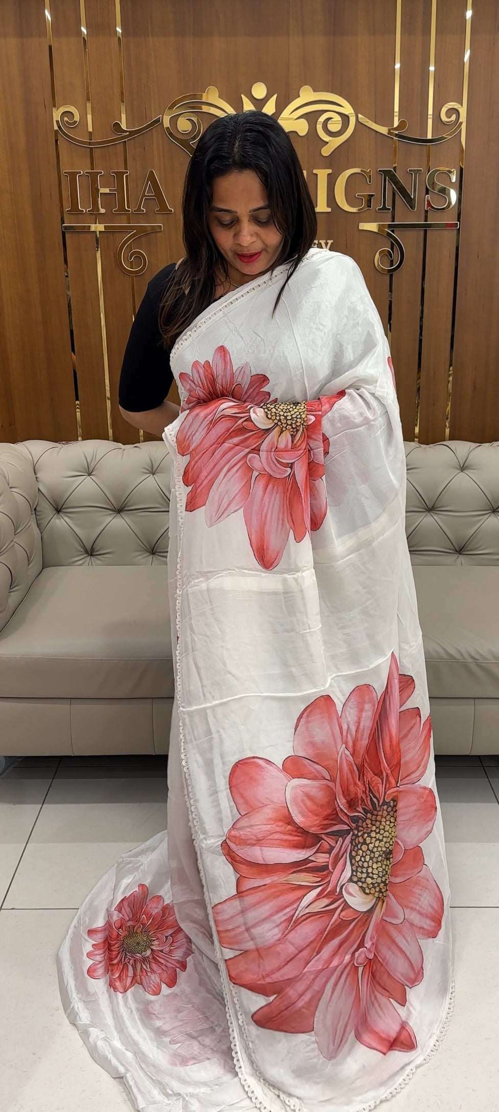 PLATINUM CHIFFON SAREES - IHA 25967