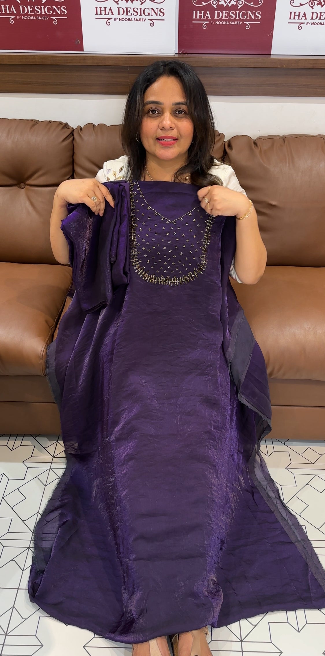 HAND WORKED ORGANZA UNSTITCHED SALWAR SUITS - IHA 26184