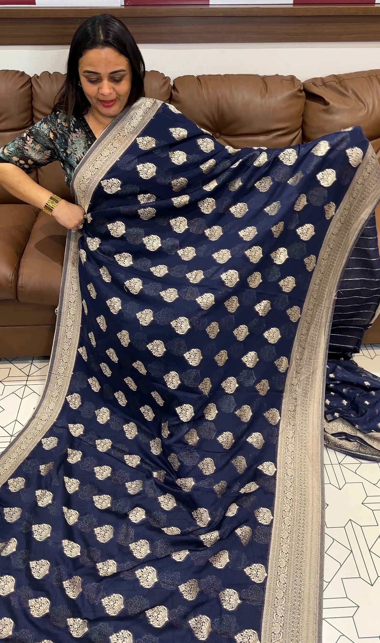 SEMI CRAPE BANARASI SAREES - IHA 22244