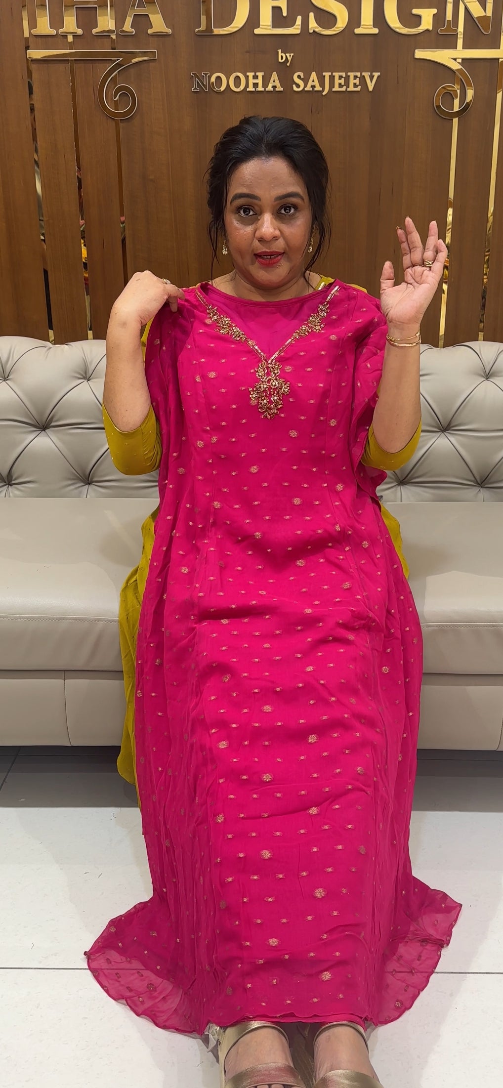 IHA'S IN-HOUSE GEORGETTE BANARASI ALINE TOPS - IHA 24974