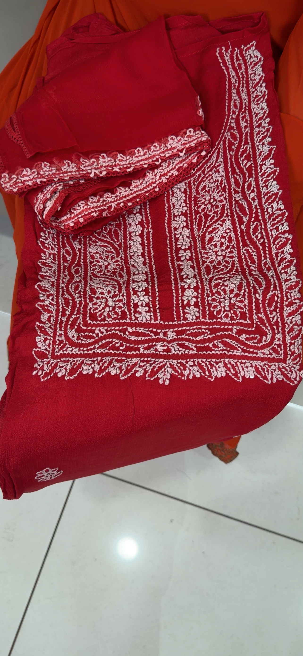 CHIKANKARI UNSTITCHED SALWAR SUITS - IHA 32538