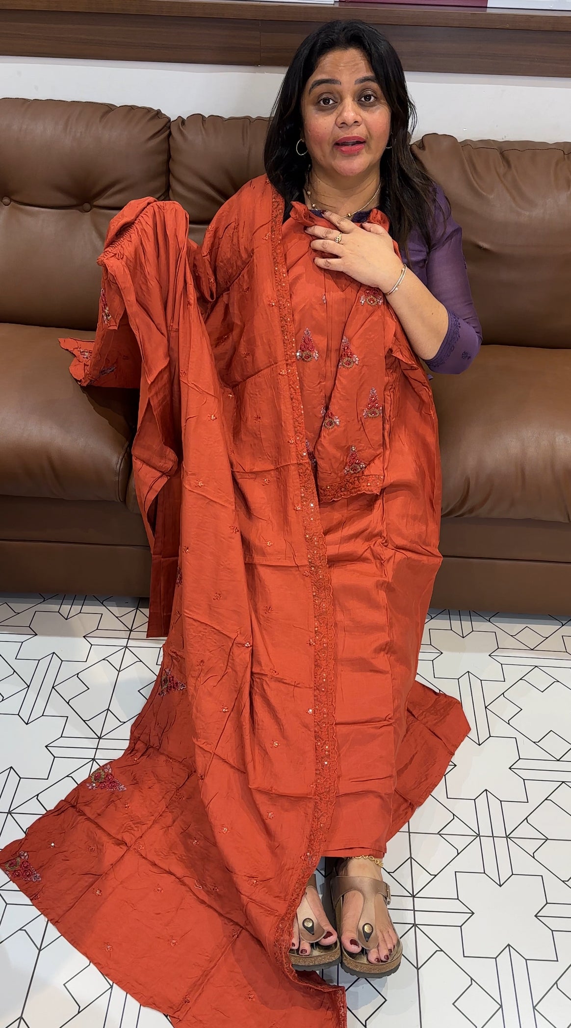 MUSLIN TOP, BOTTOM AND DUPATTA - IHA 27174