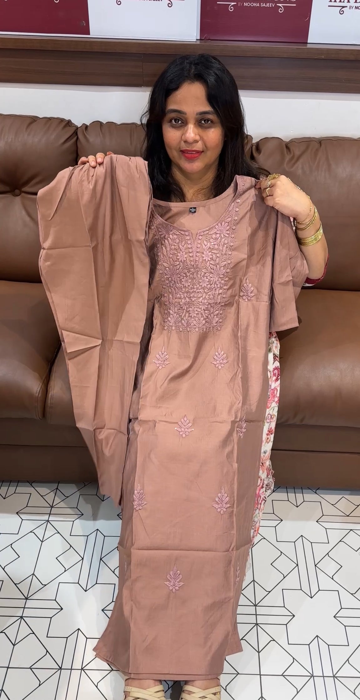 LUCKNOWI CHIKAMKARI TOP AND BOTTOM - IHA 26146