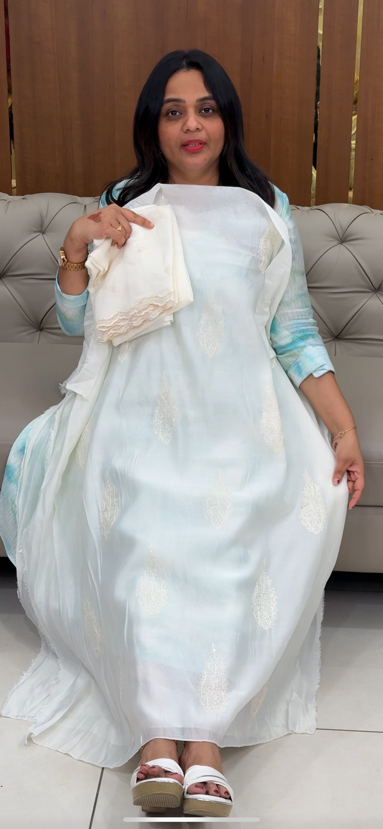 MALAI CHANDERI UNSTITCHED SALWAR SUITS - IHA 29938