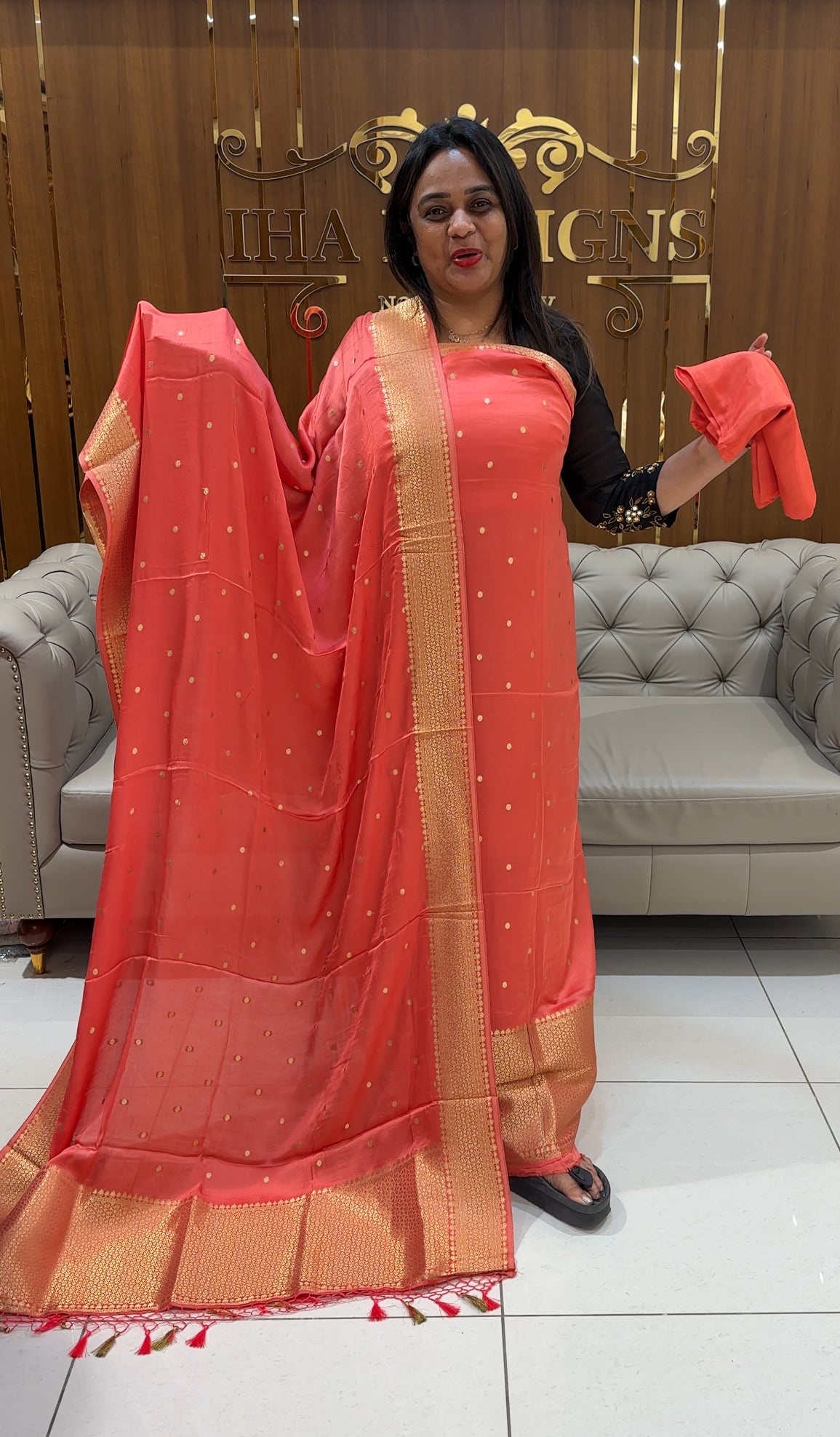 SATIN KATAN UNSTITCHED SALWAR SUITS - IHA 24537