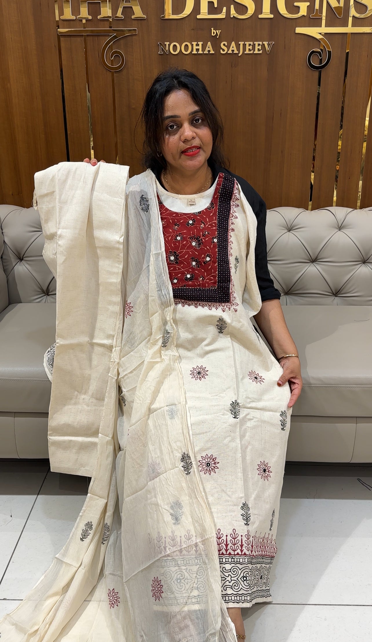 COTTON TOP, BOTTOM AND DUPATTA - IHA 25101