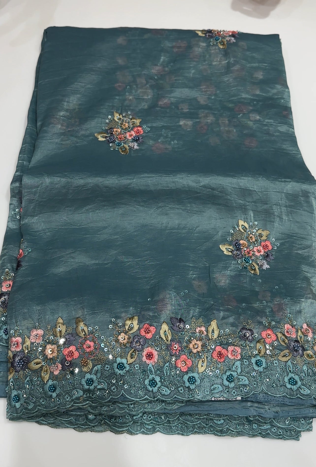 VELVET ORGANZA SAREES - IHA 24940