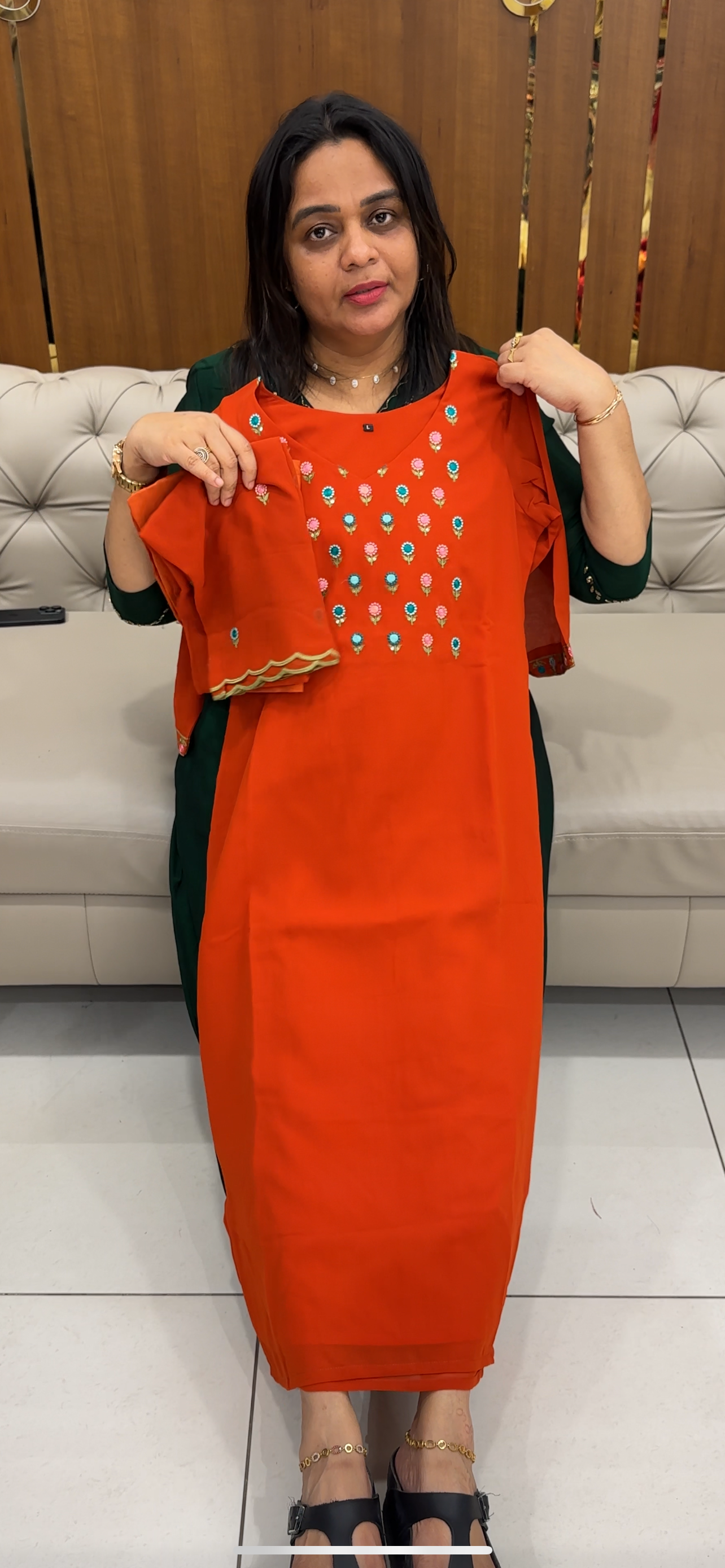 FAUX GEORGETTE TOP, BOTTOM AND DUPATTA - IHA 28550