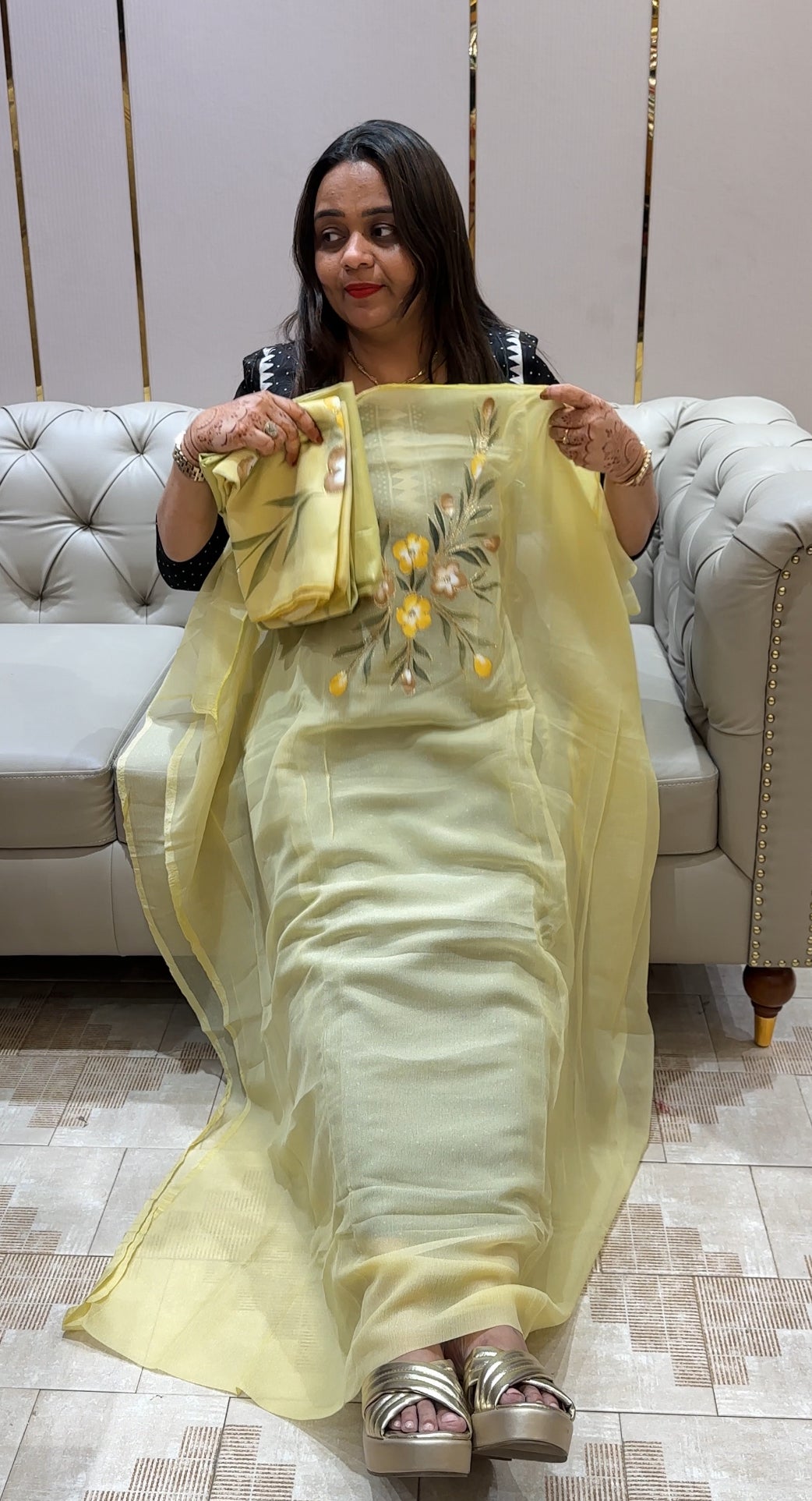 CRUSHED TISSUE UNSTITCHED SALWAR SUITS - IHA 22023