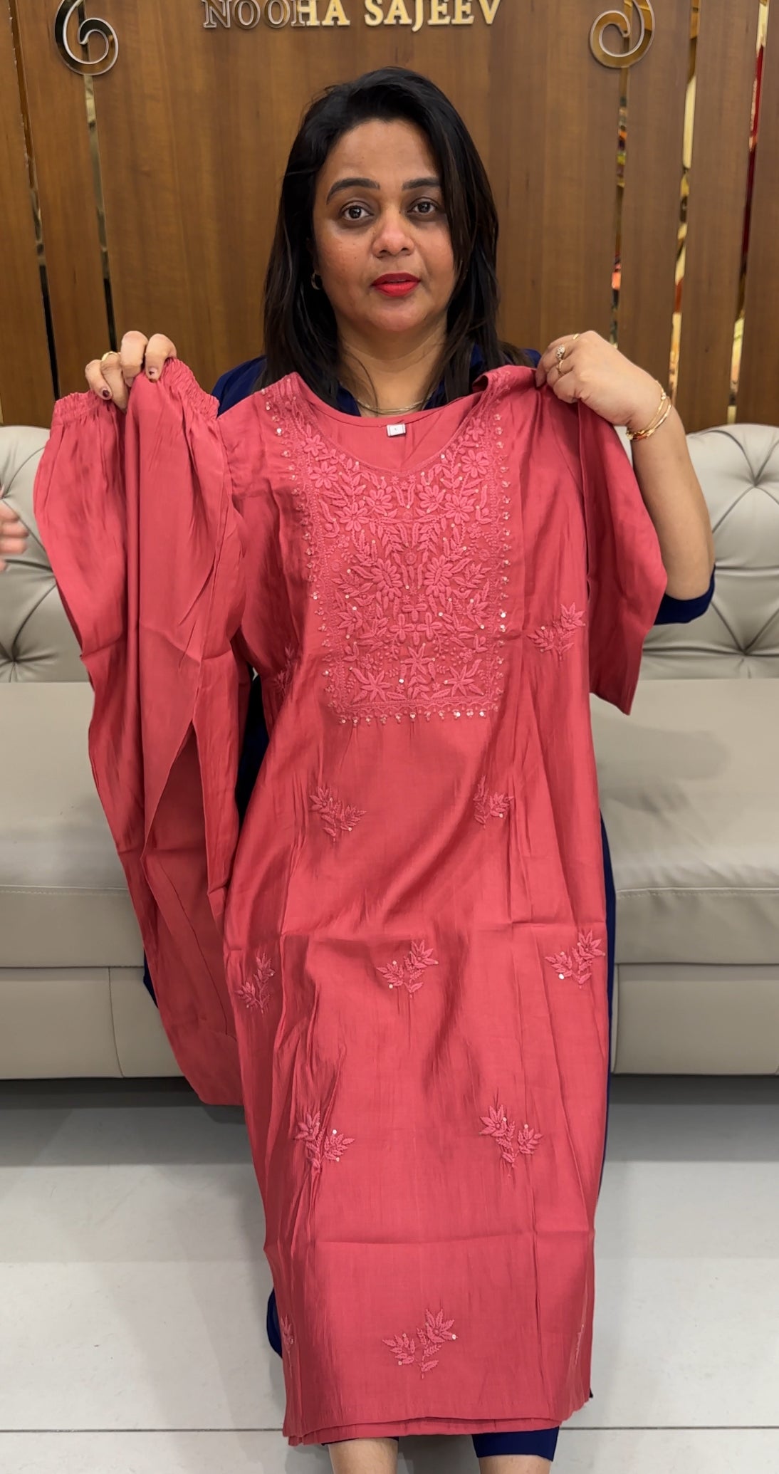 SEMI RAW SILK LONGG TOP AND BOTTOM - IHA 25873