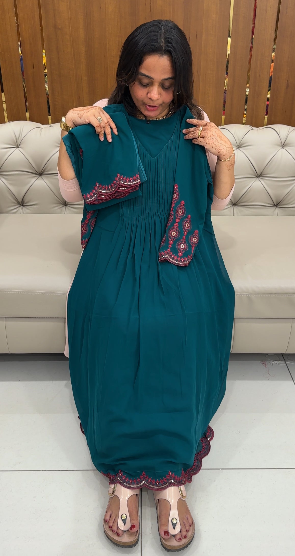 FAUX GEORGETTE TOP , BOTTOM AND DUPATTA - IHA 27522