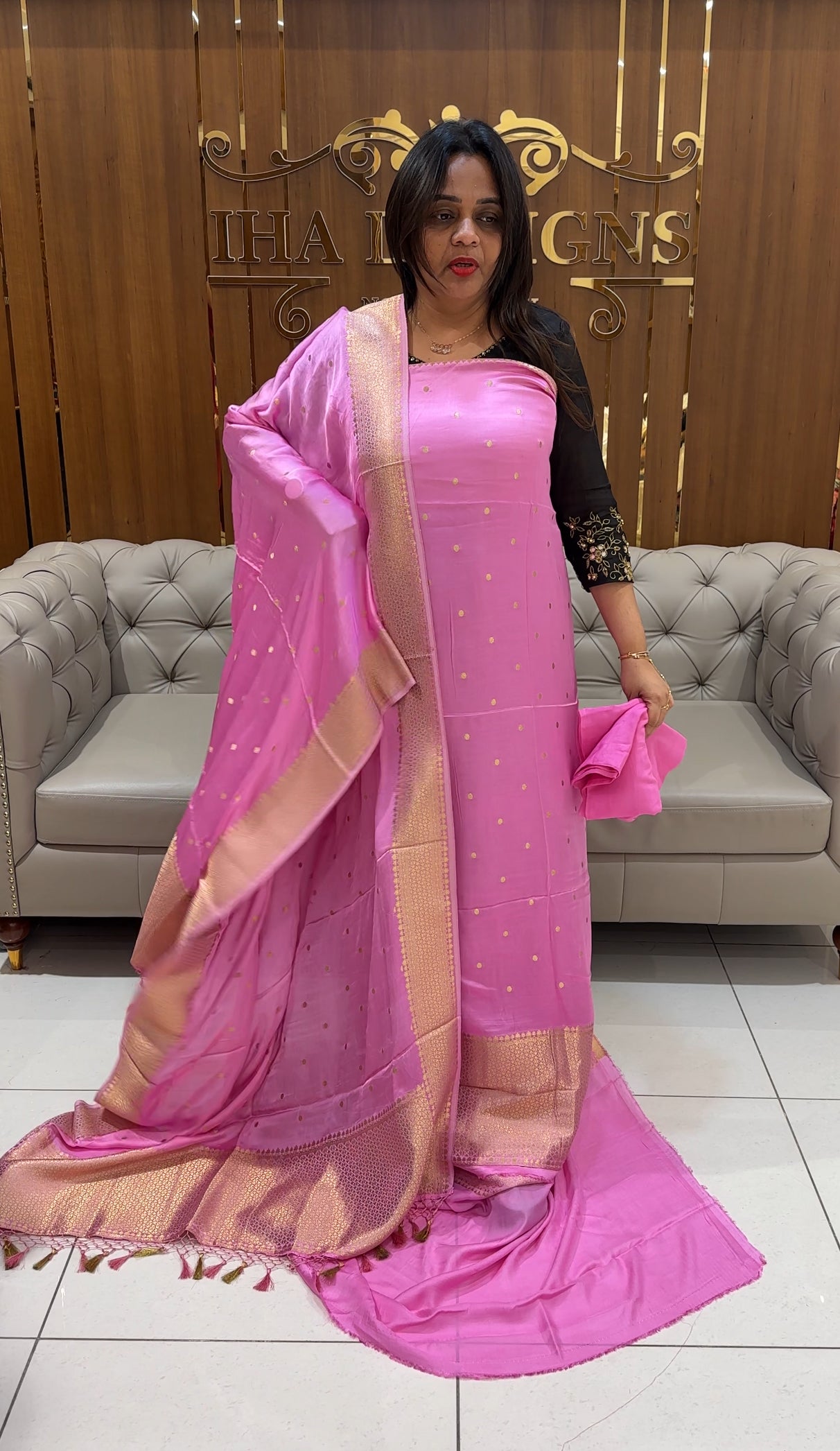 SATIN KATAN UNSTITCHED SALWAR SUITS - IHA 24537