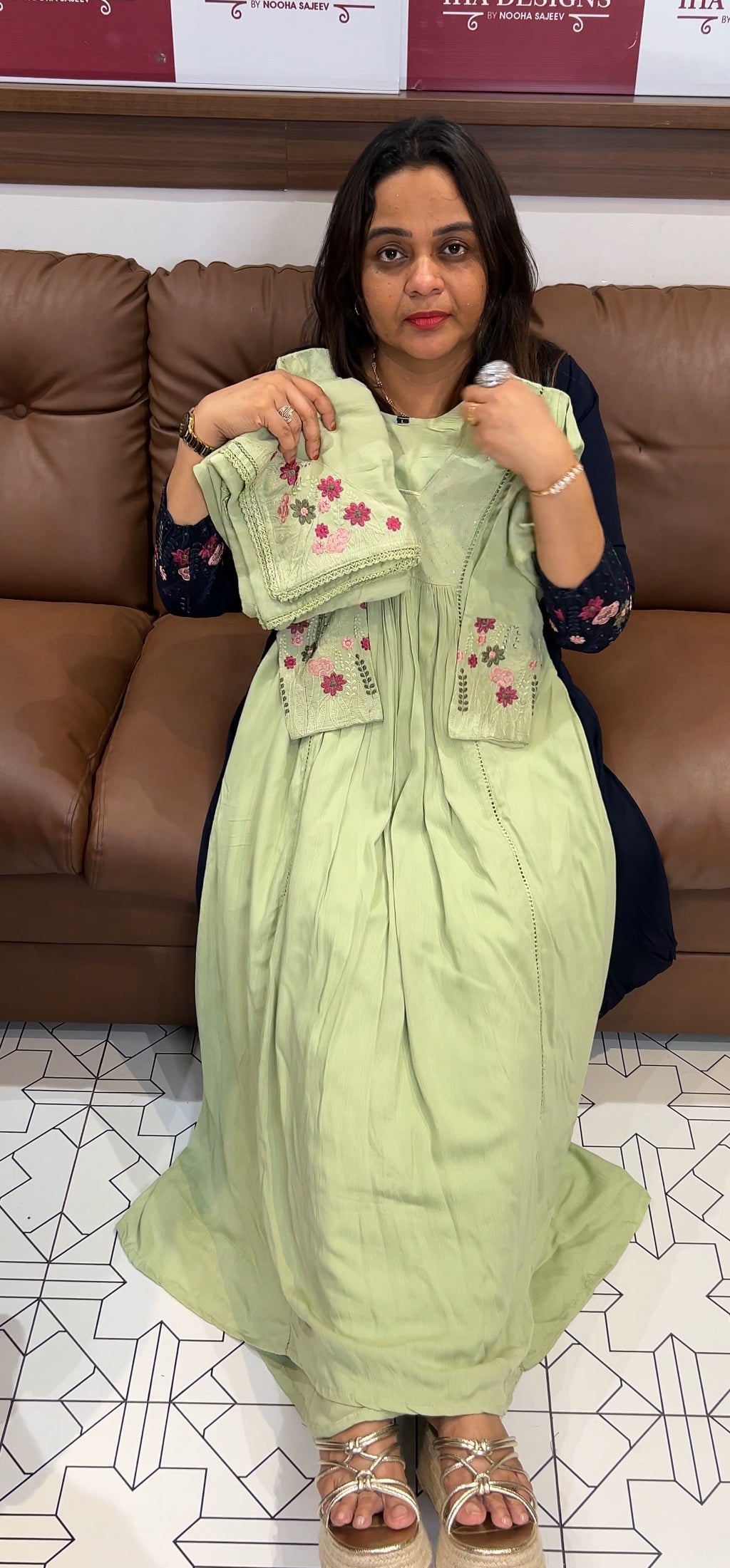 SEMI PARTY WEAR ALINE TOP,BOTTOM AND DUPATTA - IHA 26160