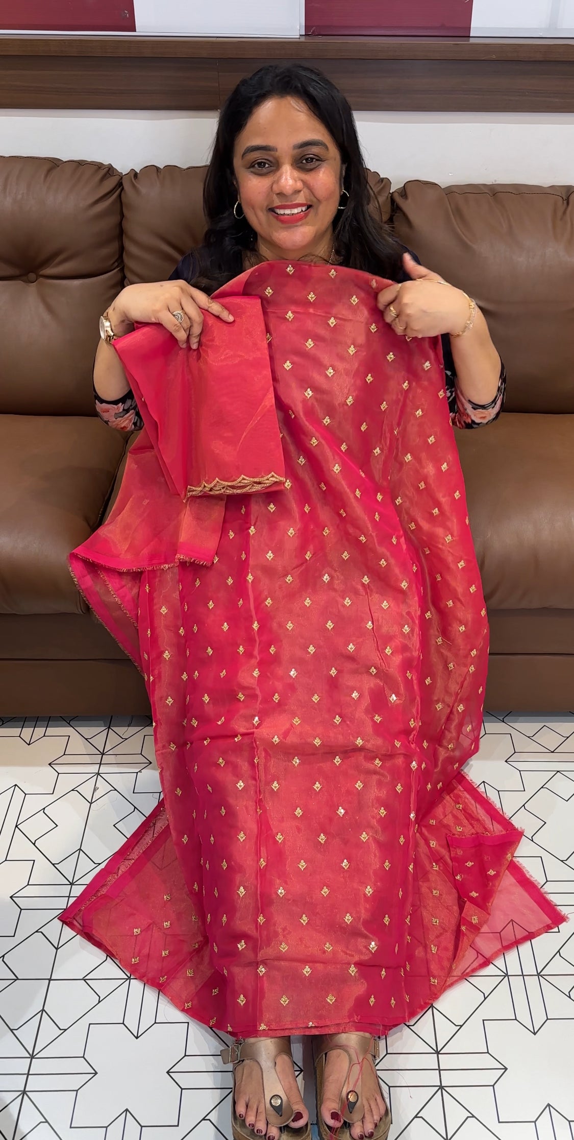 TISSUE UNSTITCHED SALWAR SUITS - IHA 26691