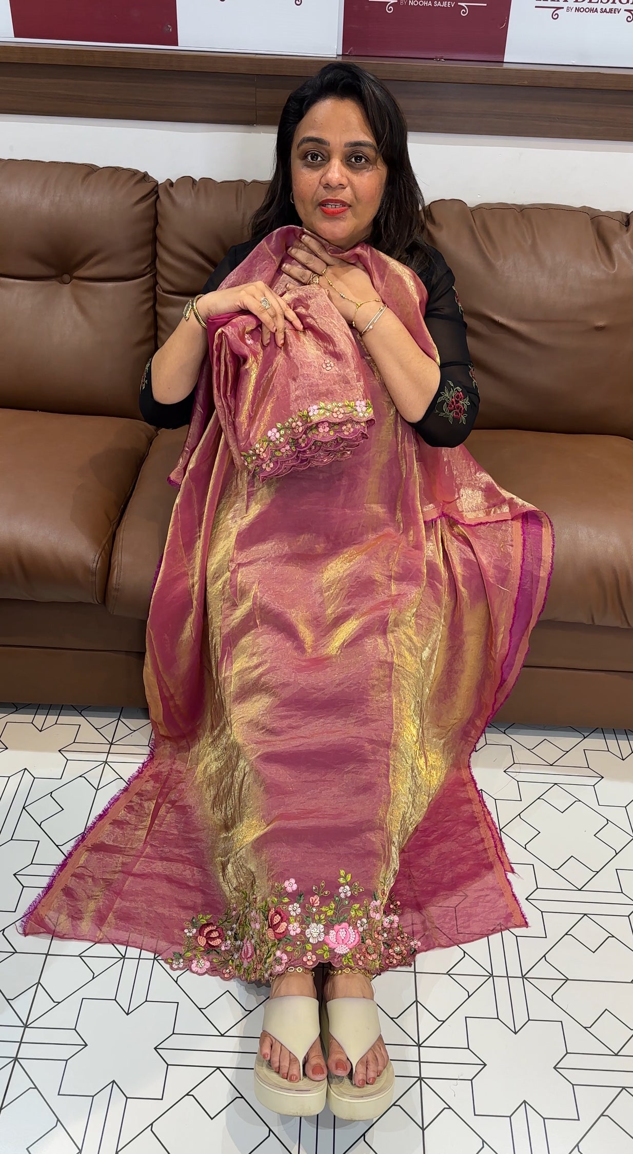 VELVET ORGANZA UNSTITCHED SALWAR SUITS - IHA 24807