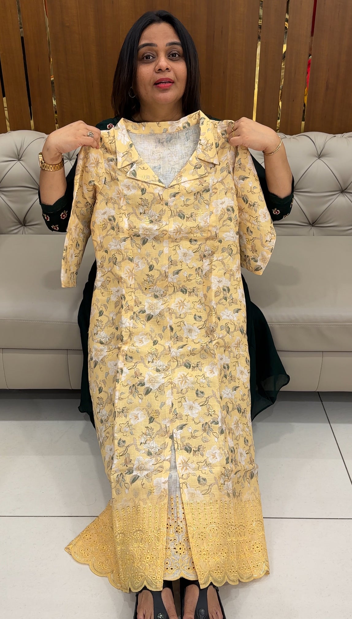 PRINTED LINEN LONG TOPS - IHA 28385