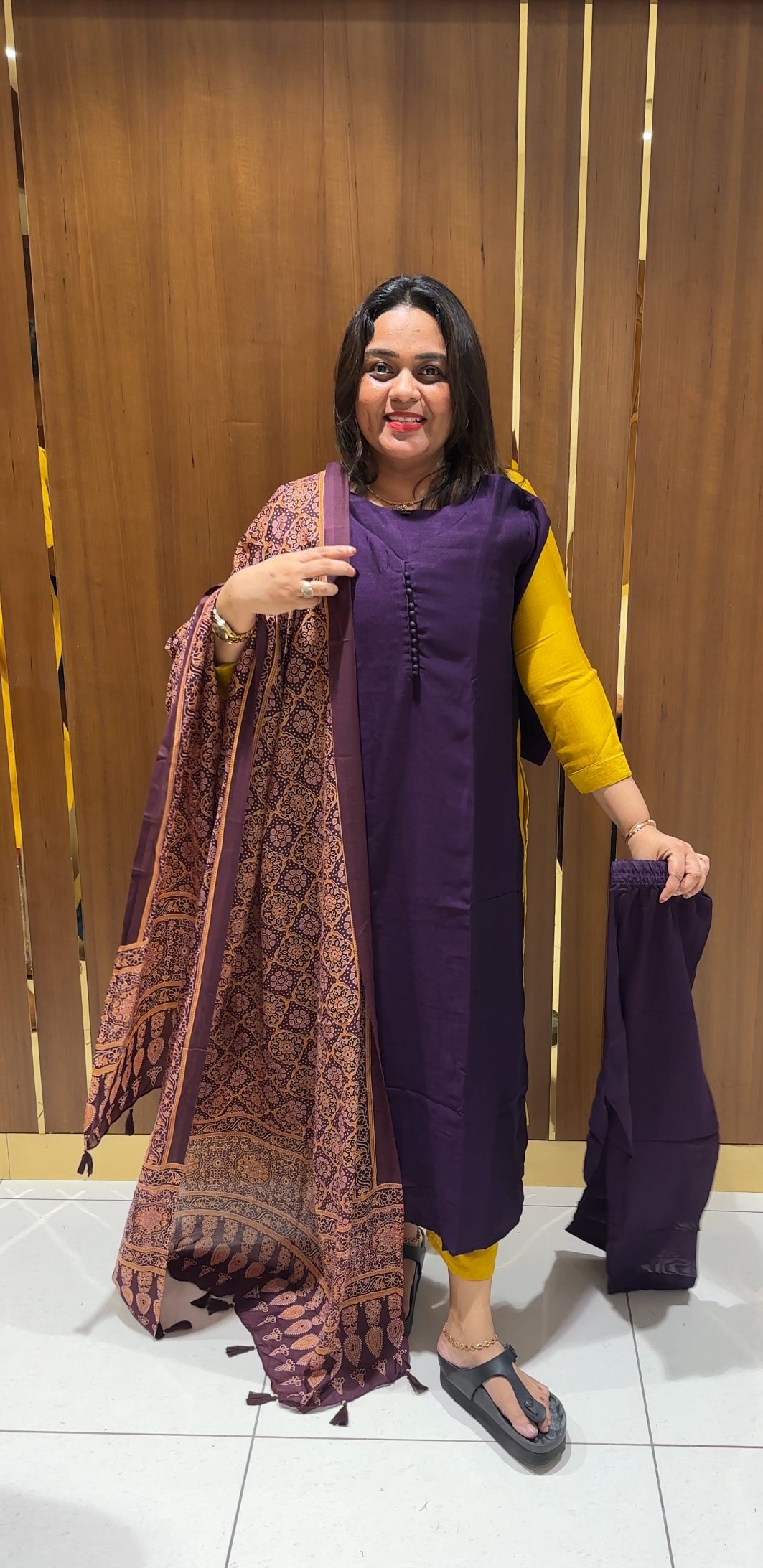 SEMI RAW SILK TOP,BOTTOM AND DUPATTA - IHA 22780