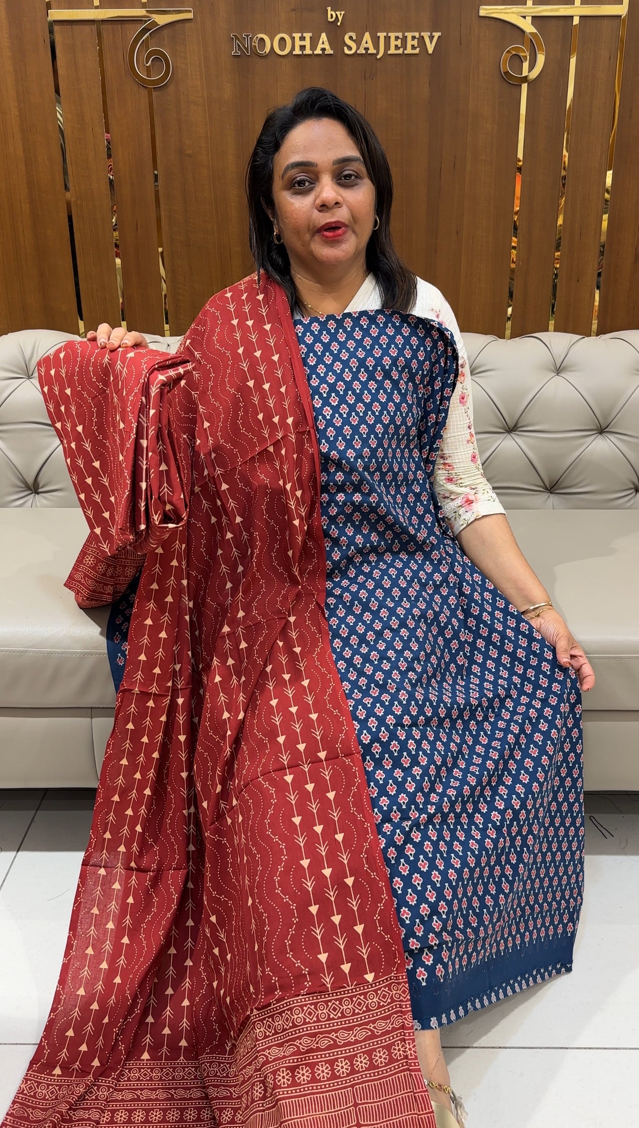 COTTON AJRAKH UNSTITCHED SALWAR SUITS - IHA 25049