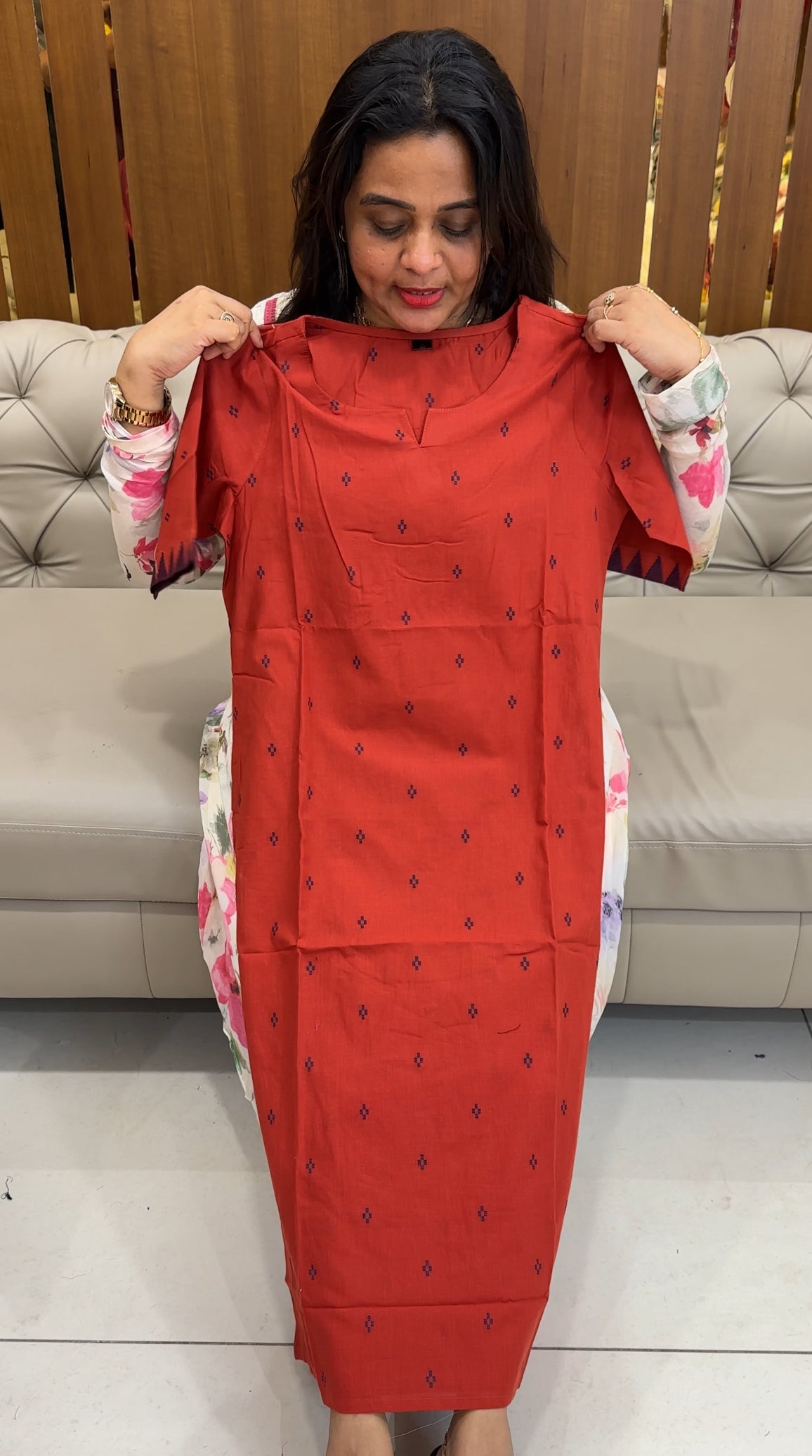 HAND LOOM COTTON LONG TOPS - IHA 26118