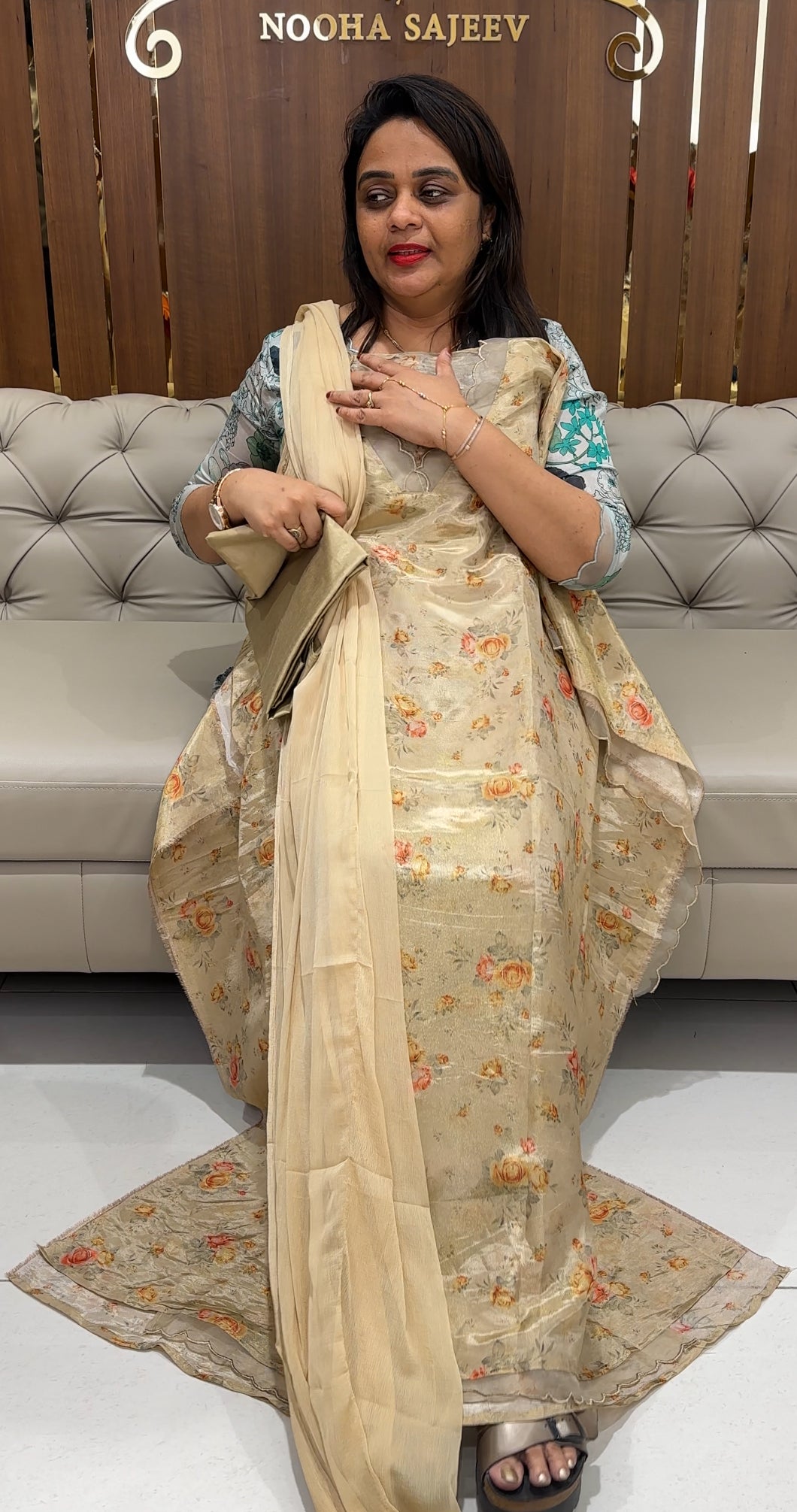 TISSUE UNSTITCHED SALWAR SUITS - IHA 24429