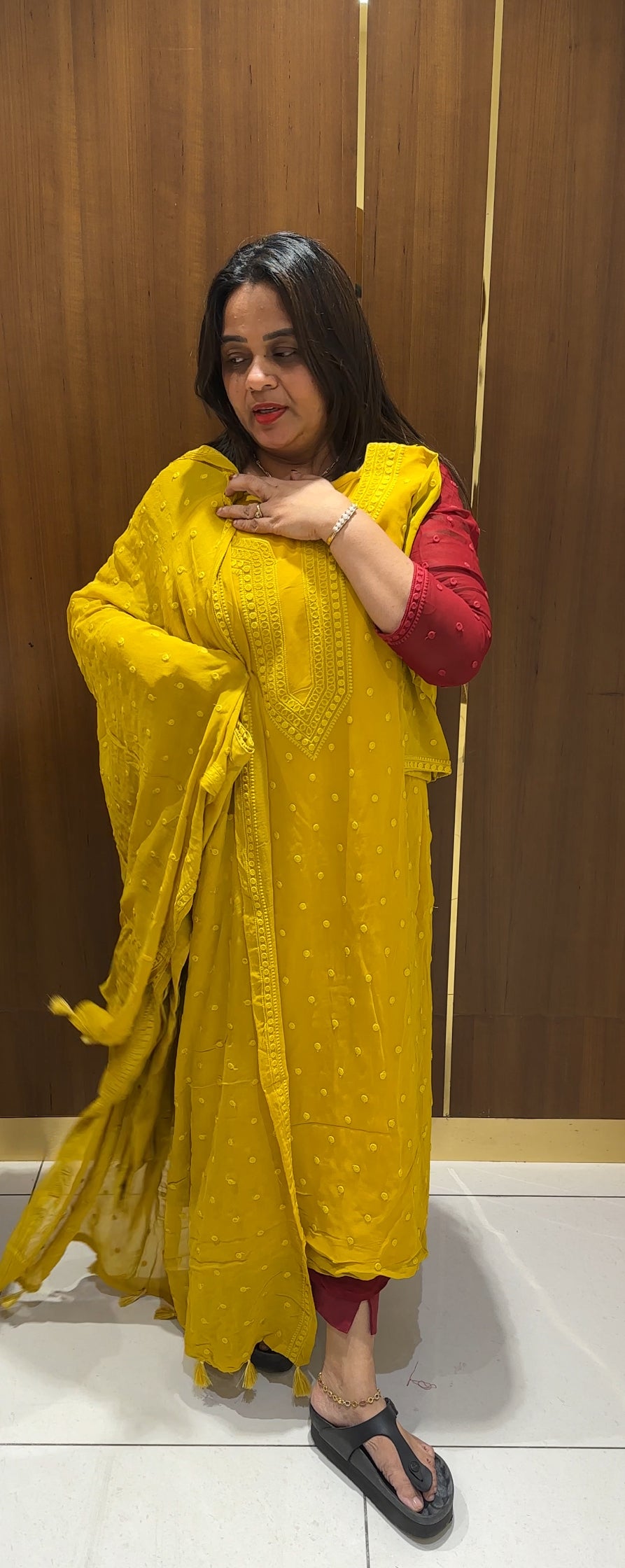 LUCKNOWI CHIKAMKARI TOP,BOTTOM AND DUPATTA - IHA 22779