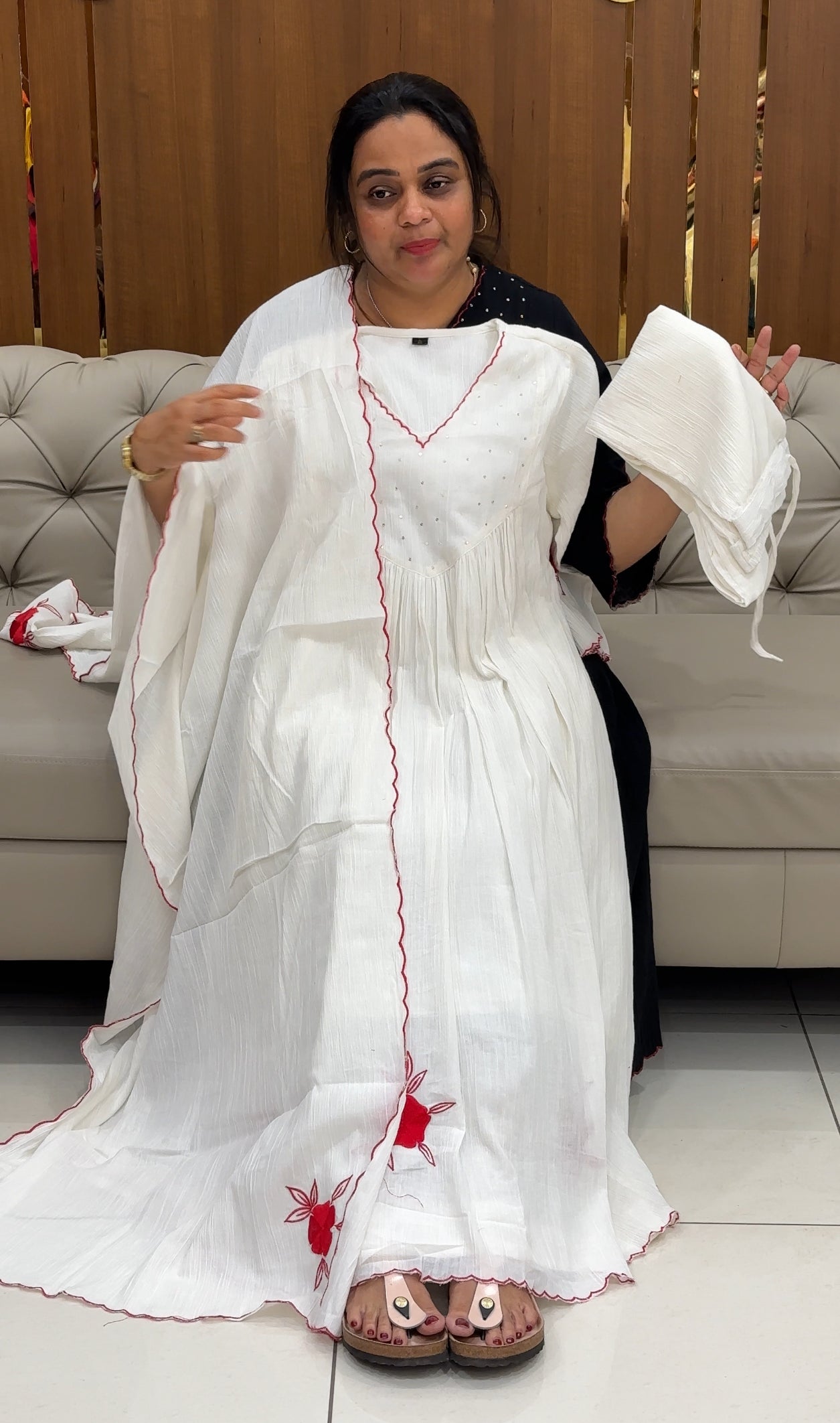 CRUSHED COTTON TOP, BOTTOM AND DUPATTA - IHA 27640