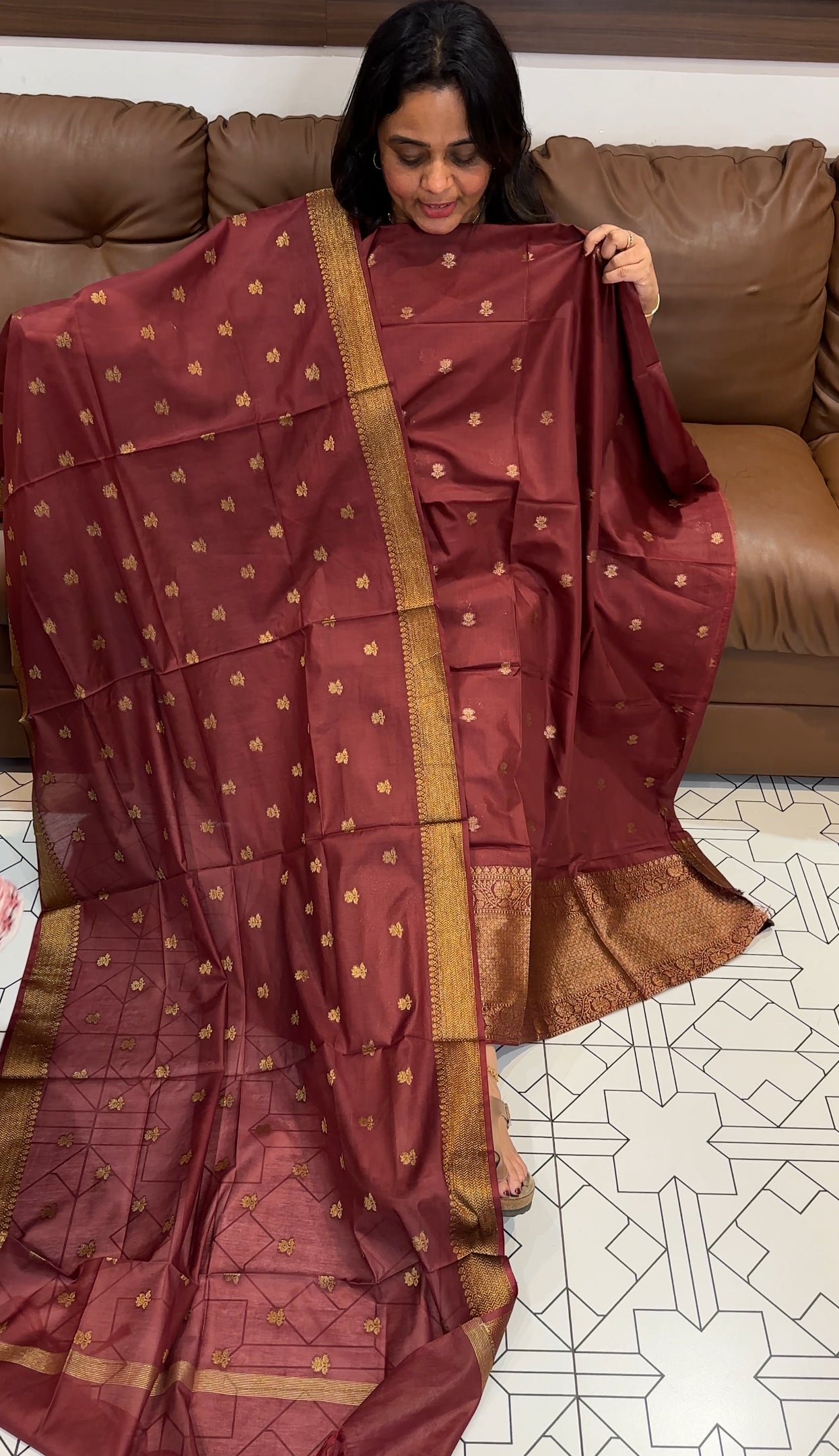 MUL CHANDERI UNSTITCHED SALWAR SUITS - IHA 27169