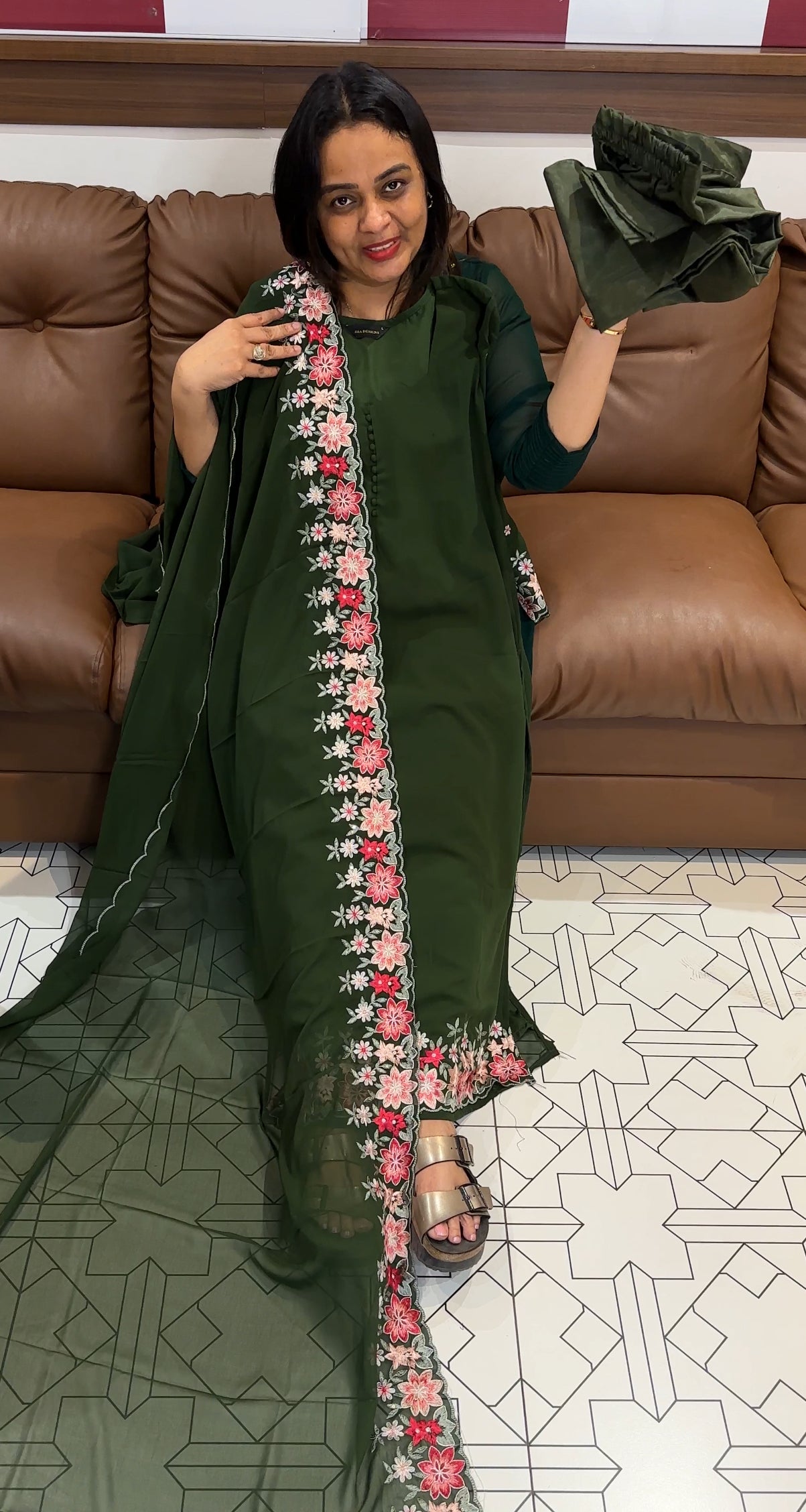 IHA'S IN-HOUSE A-LINE TOP, BOTTOM AND DUPATTA - IHA 20643