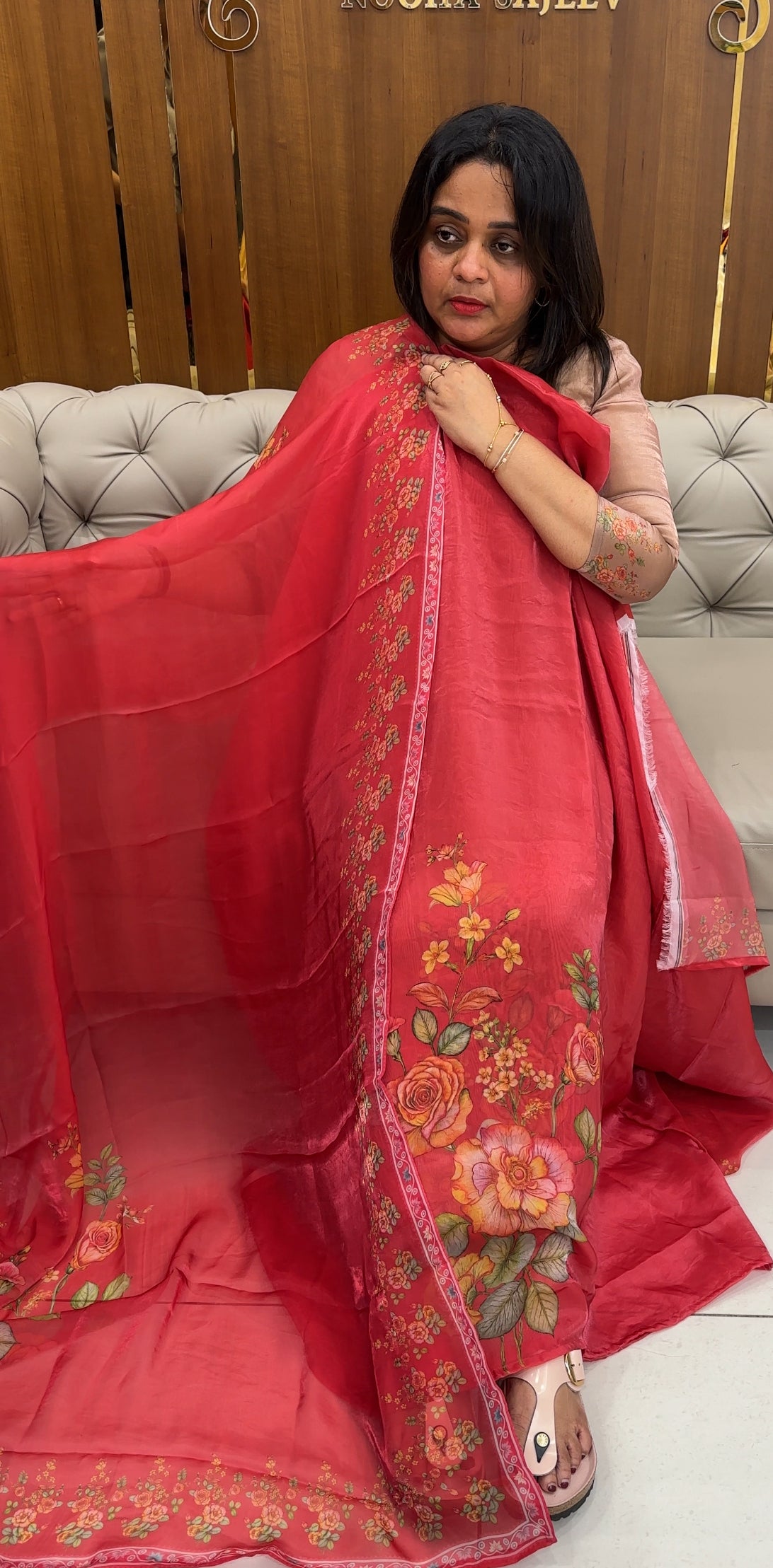 FORWARD VELVET ORGANZA UNSTITCHED SALWAR SUITS - IHA 26805