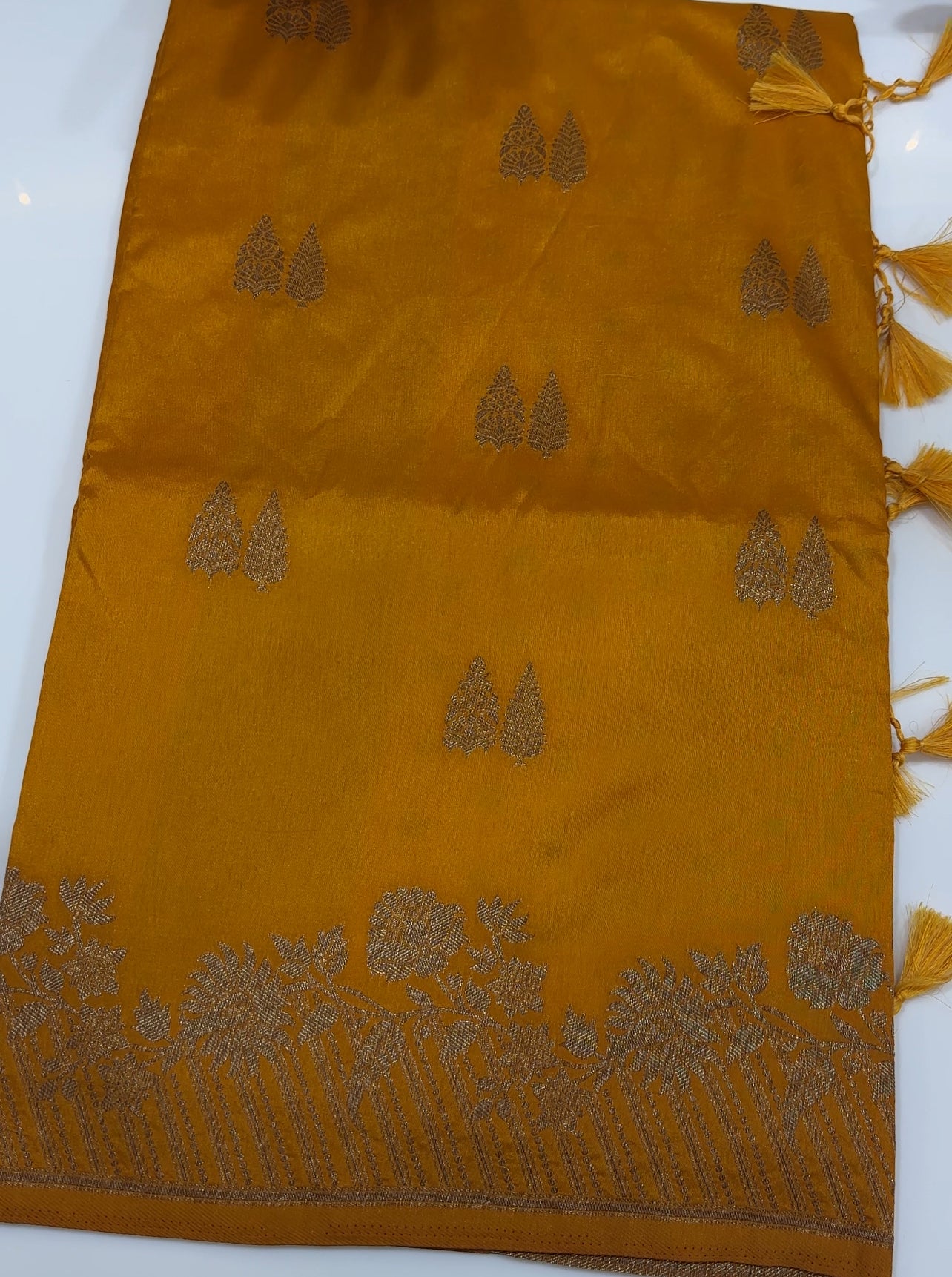 SEMI RAW MANGO SILK SAREES - IHA 21572