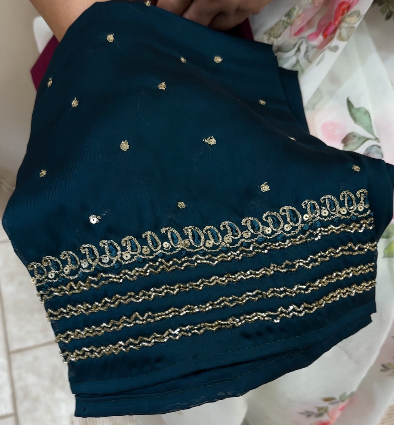 HANDWORKED BLOUSE MATERAI - IHA 25733