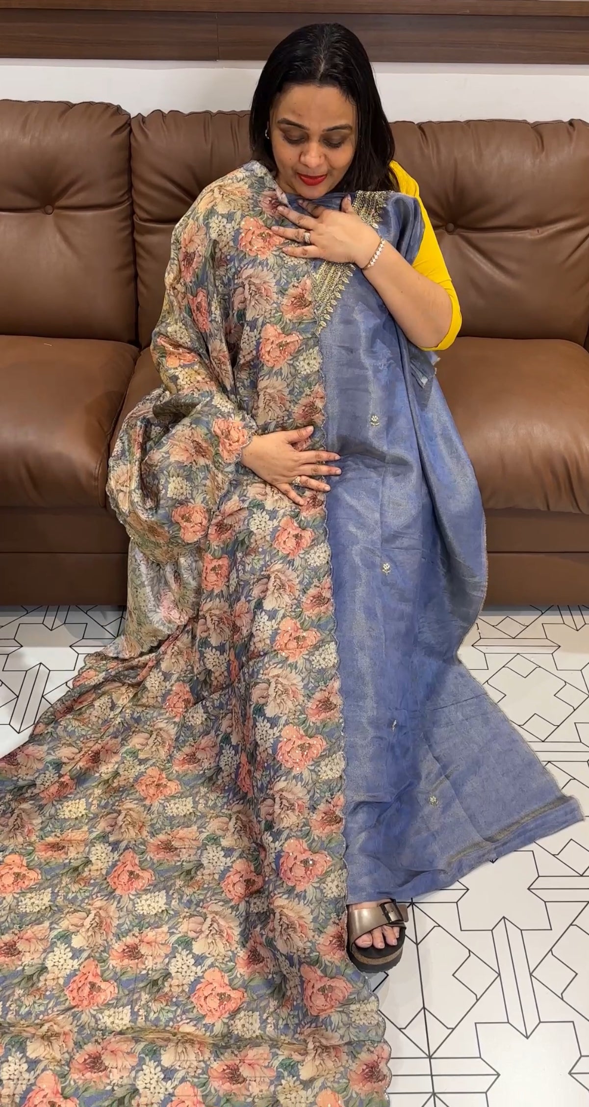 BANARASI TISSUE UNSTITCHED SALWAR SUITS - IHA 22206