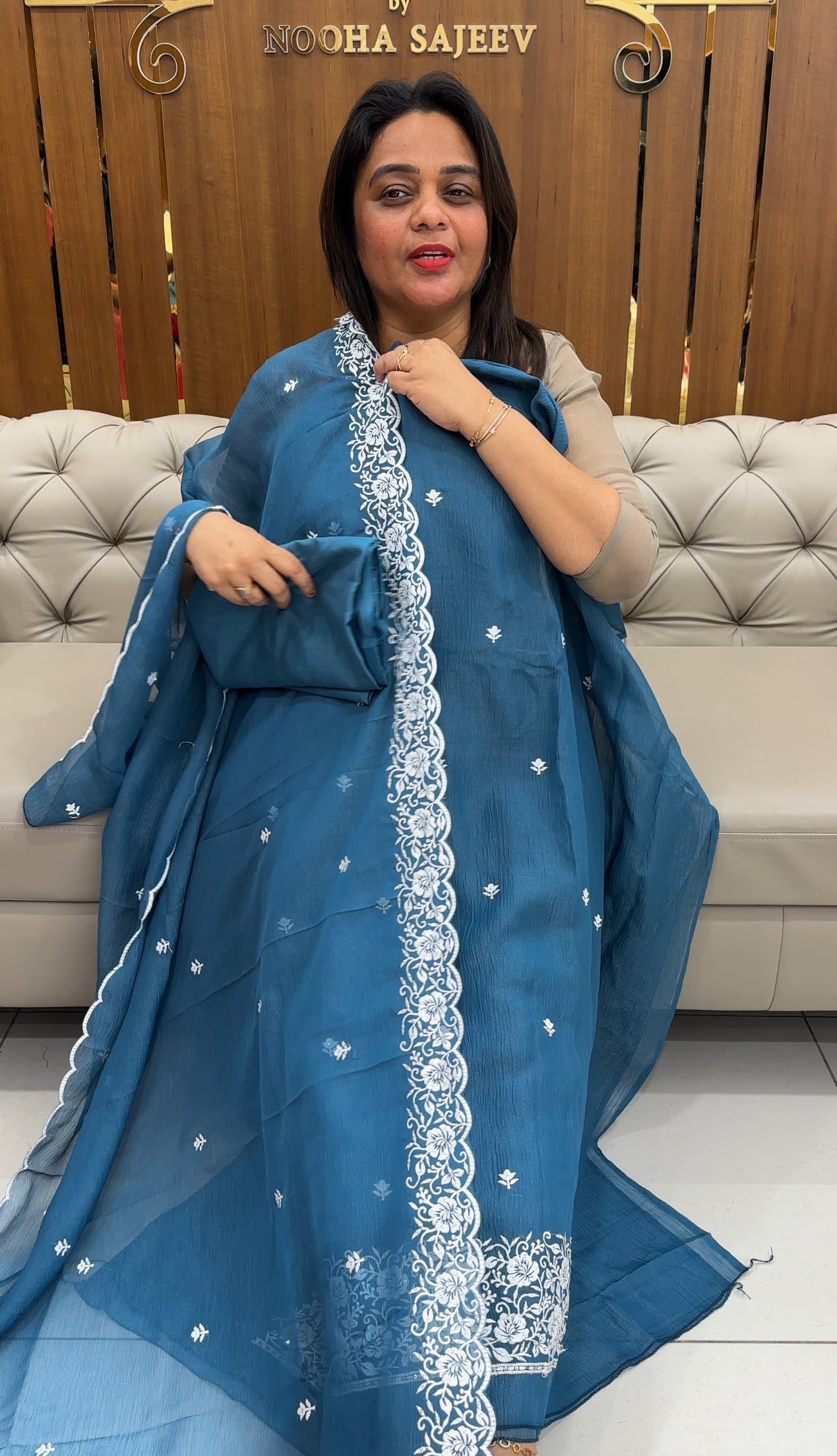 CRUSHED SHIMMER CHIFFON UNSTITCHED SALWAR SUITS - IHA 25812