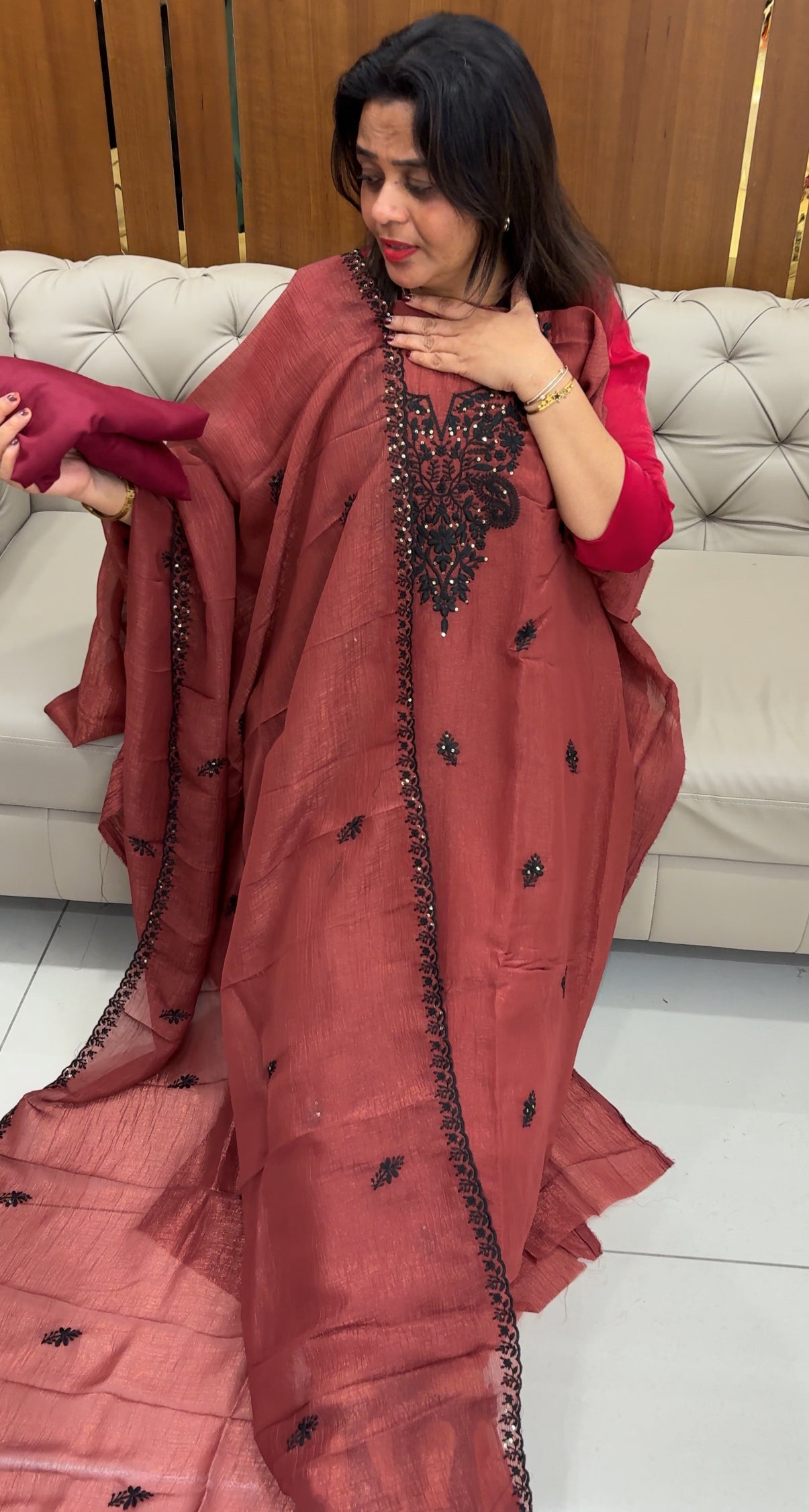 CRUSHED SILK UNSTITCHED SALWAR SUIST - IHA 25706