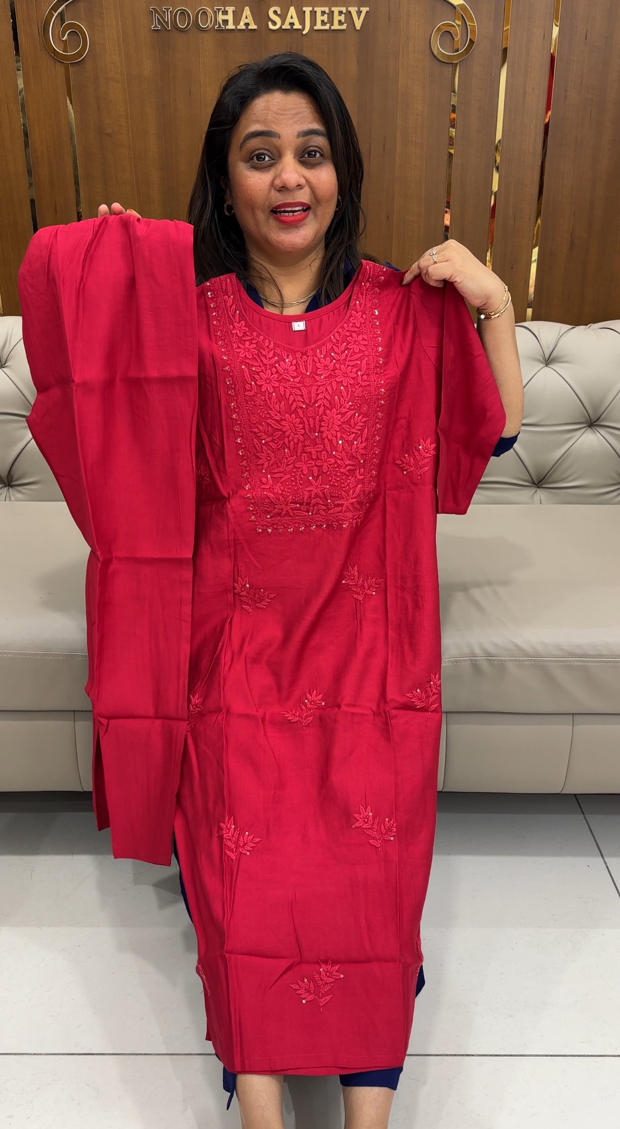 SEMI RAW SILK LONGG TOP AND BOTTOM - IHA 25873