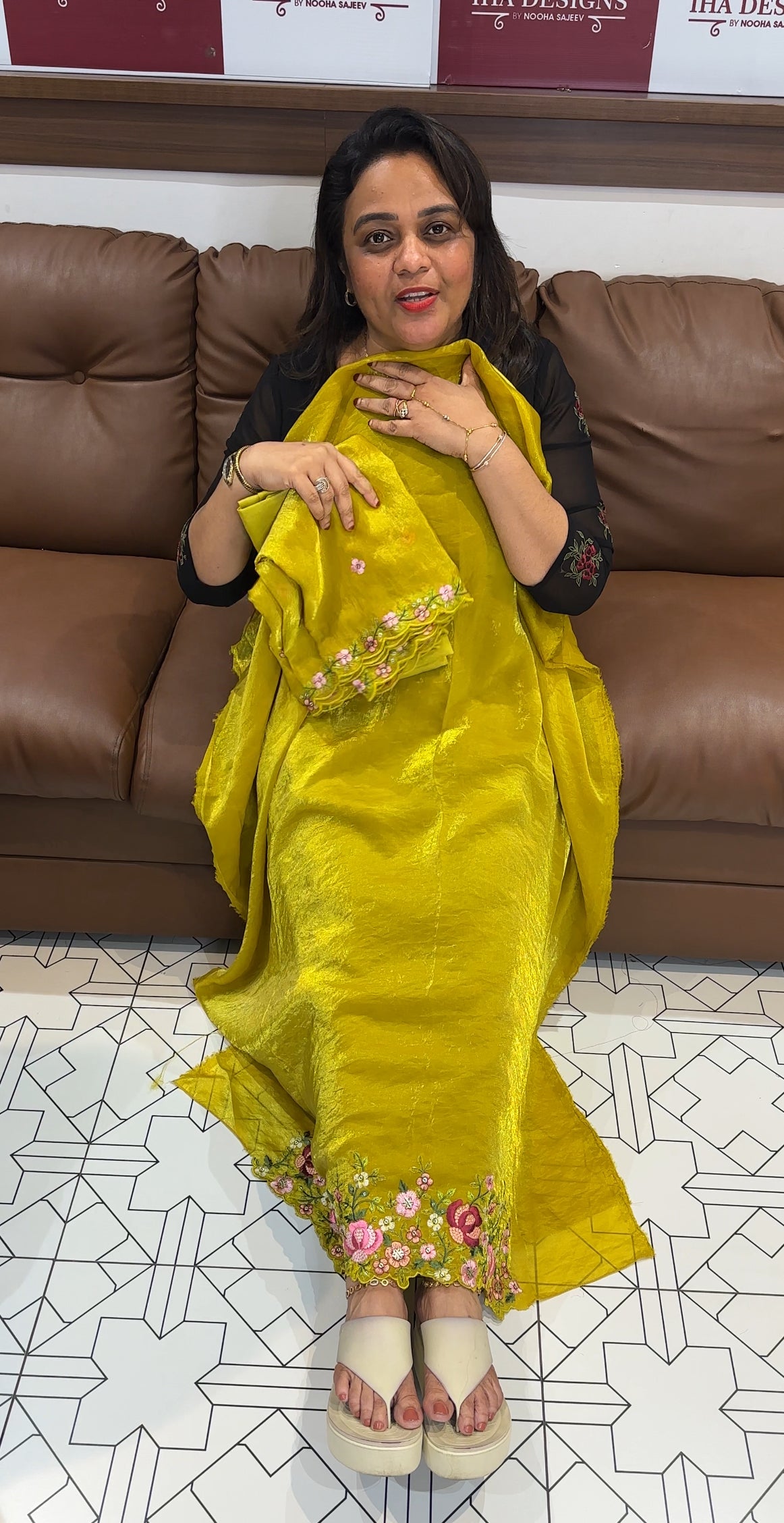 VELVET ORGANZA UNSTITCHED SALWAR SUITS - IHA 24807