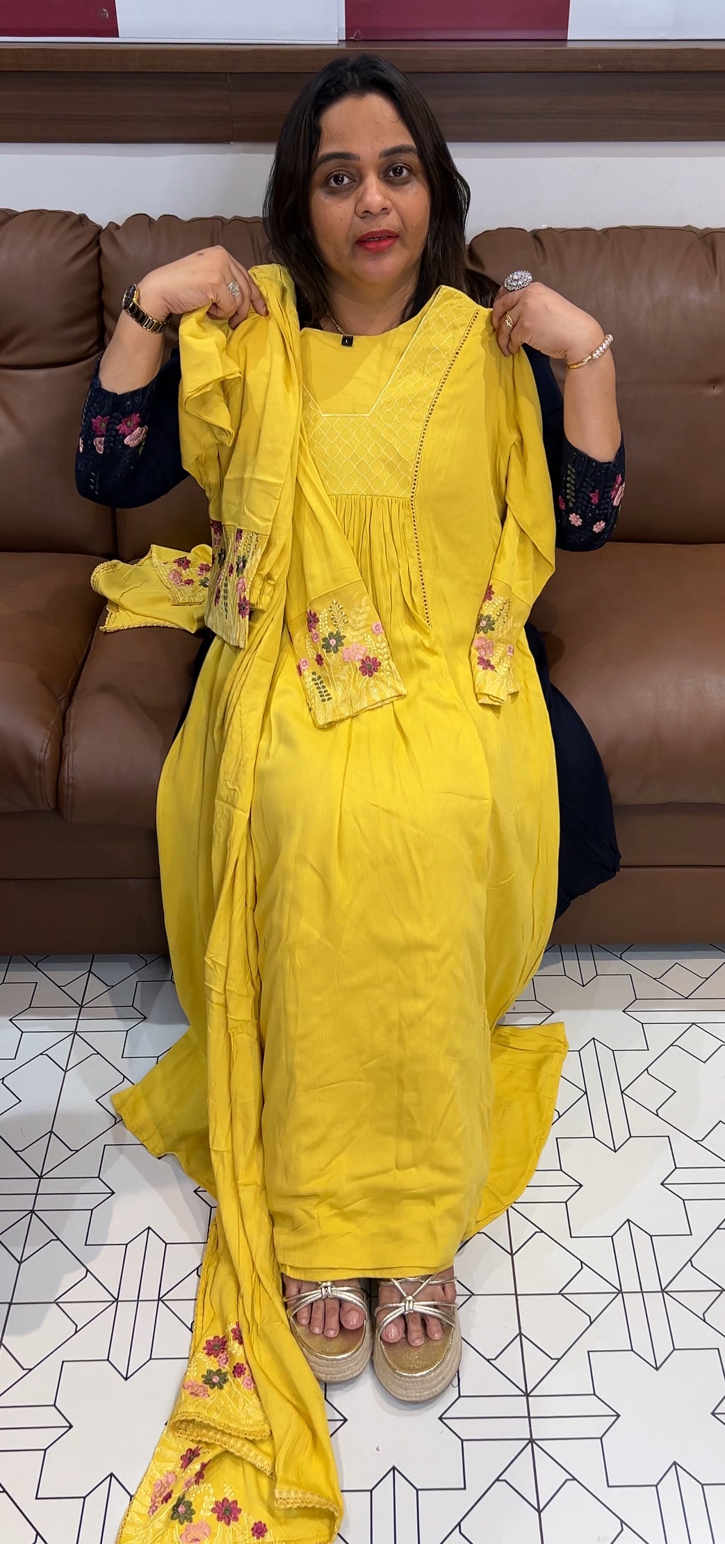 SEMI PARTY WEAR ALINE TOP,BOTTOM AND DUPATTA - IHA 22747