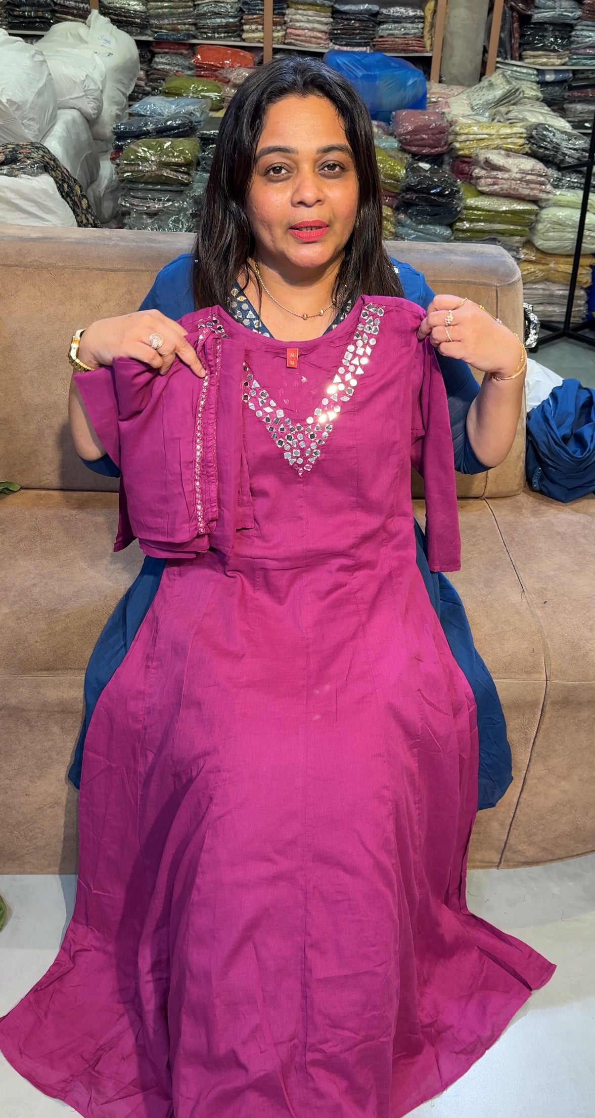 MULMUL ANARKALI TOP,BOTTOM AND DUPATTA - IHA 26834