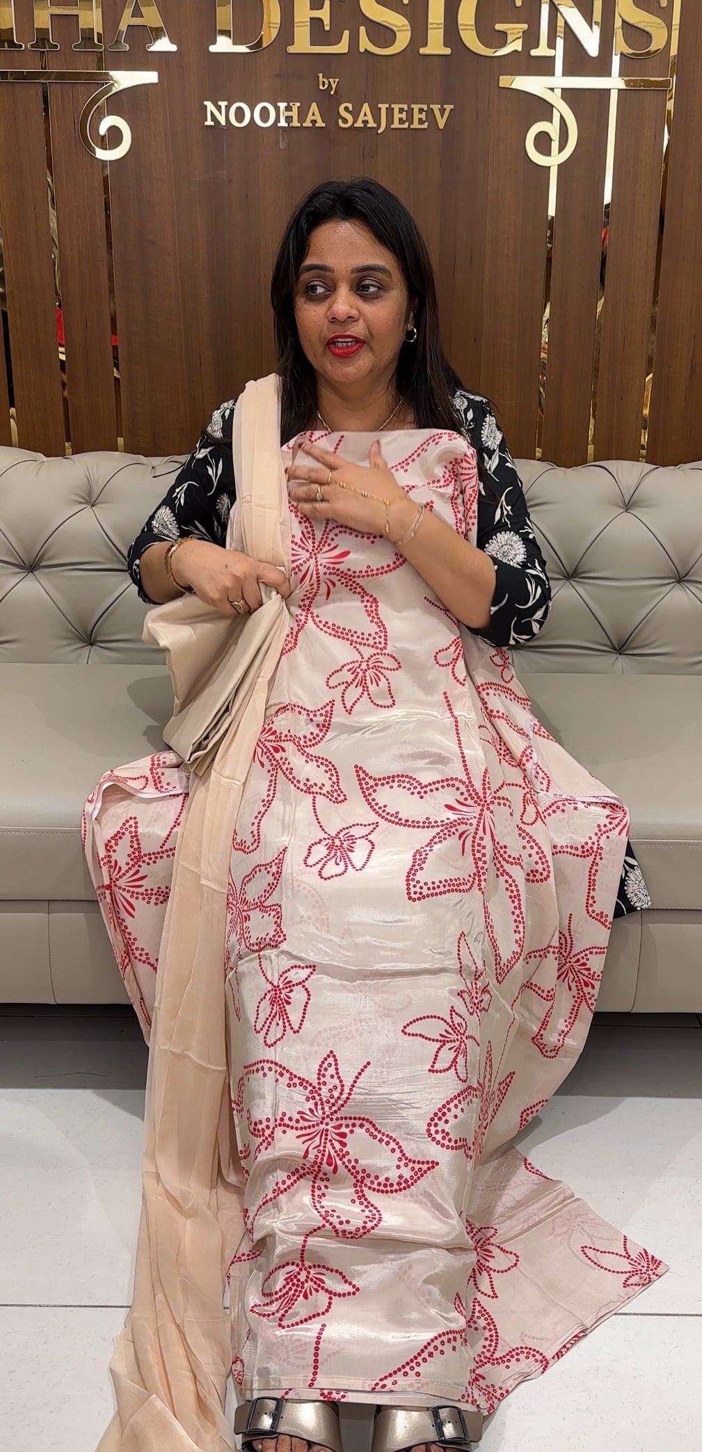 PRINTED CRAPE UNSTITCHED SALWAR SUITS - IHA 24341