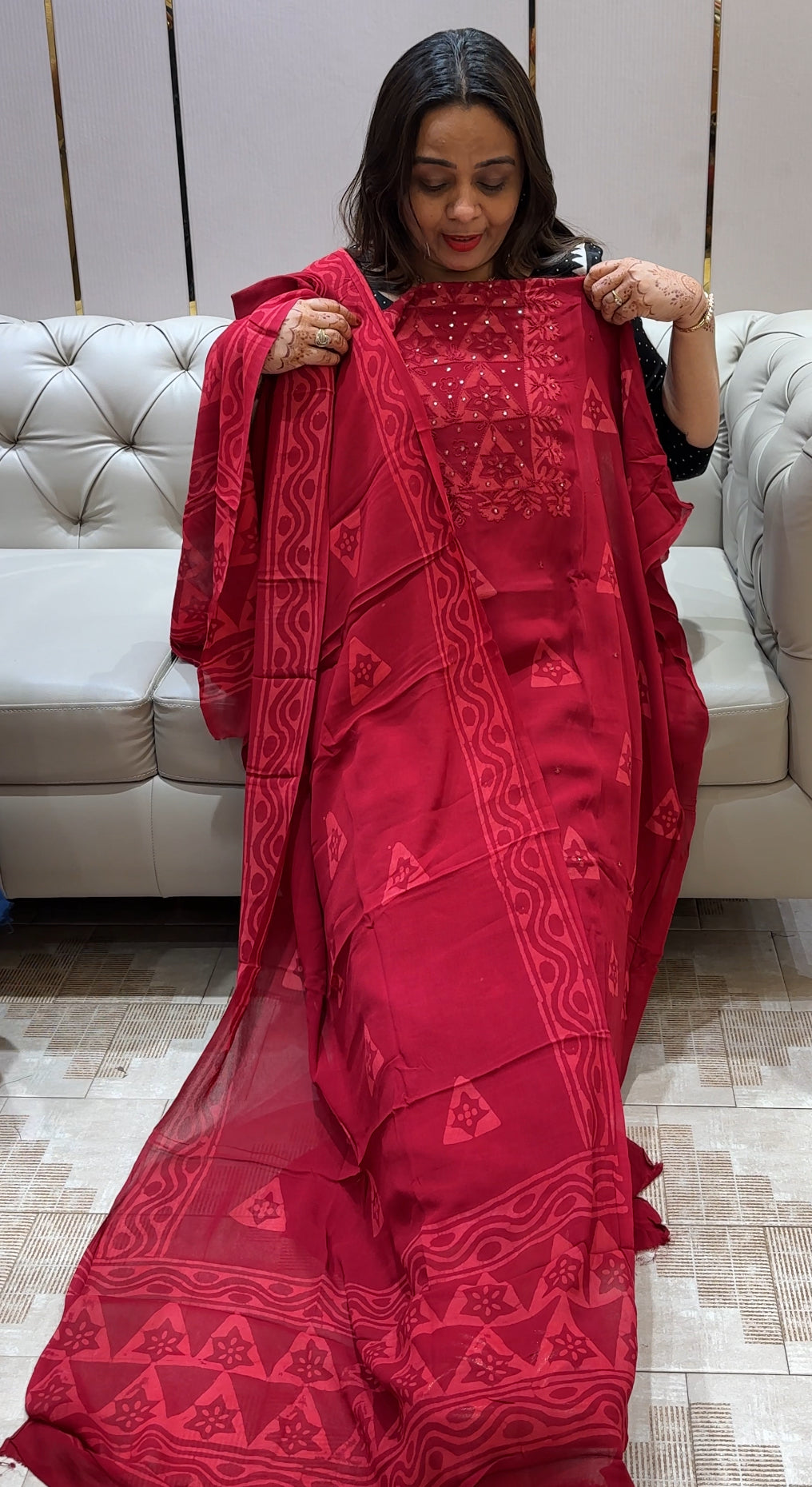 VISCOSE GEORGETTE UNSTITCHED SALWAR SUITS - IHA 22027