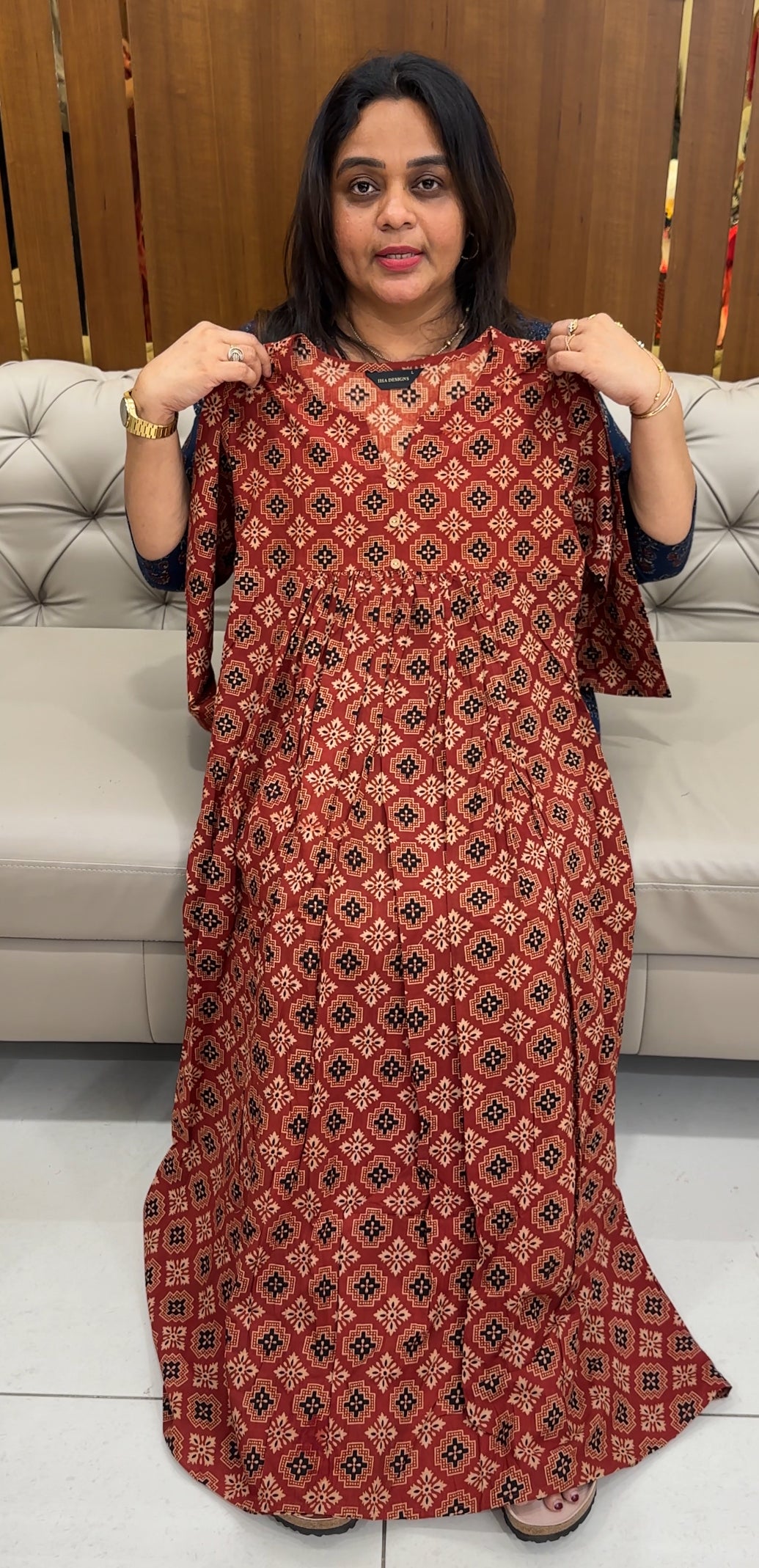 PRINTED COTTON ALINE TOPS - IHA 26980