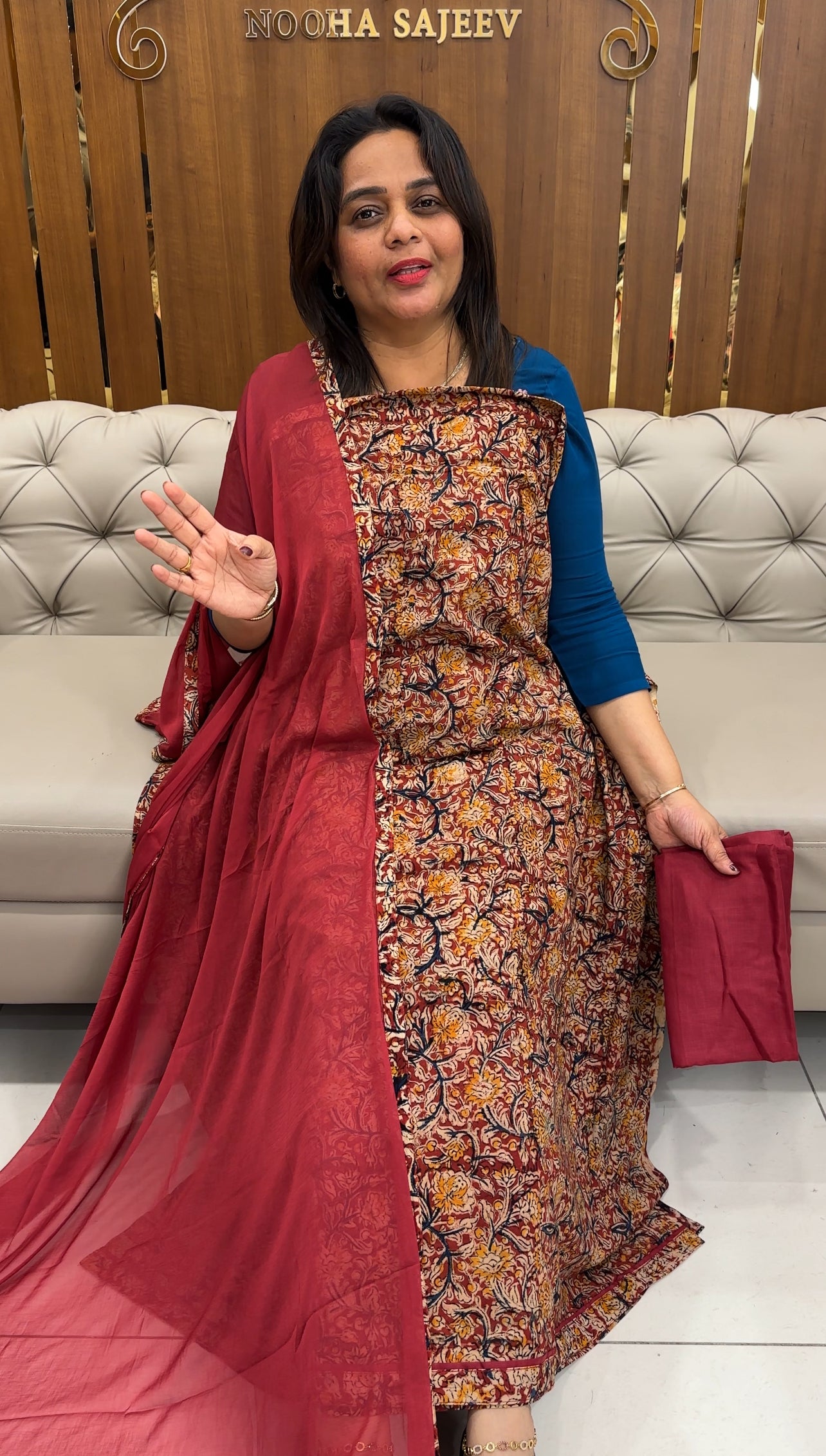 KALAMKARI UNSTITCHED SALWAR SUITS - IHA 25699