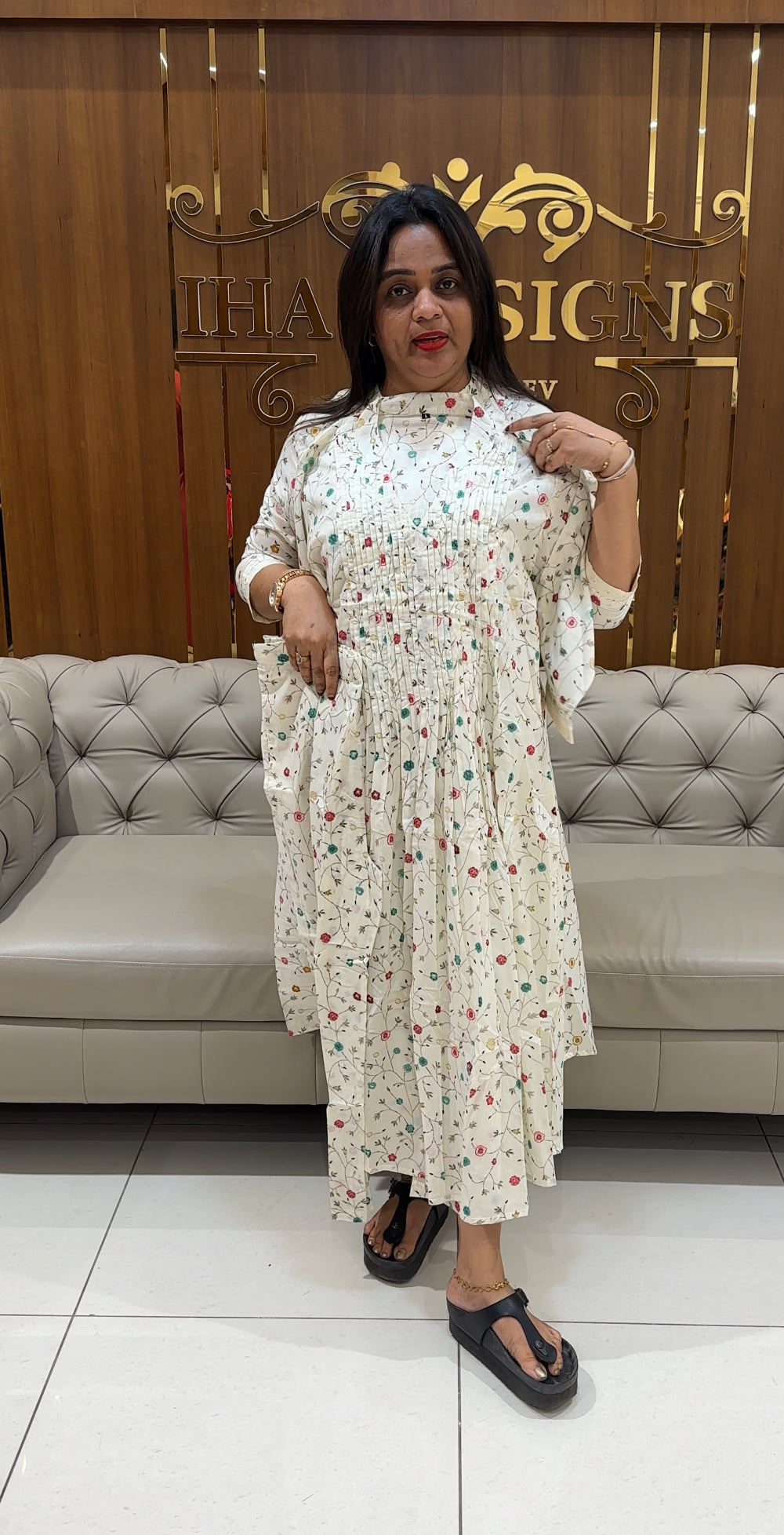 PRINTED COTTON ALINE TOP AND BOTTOM - IHA 24523