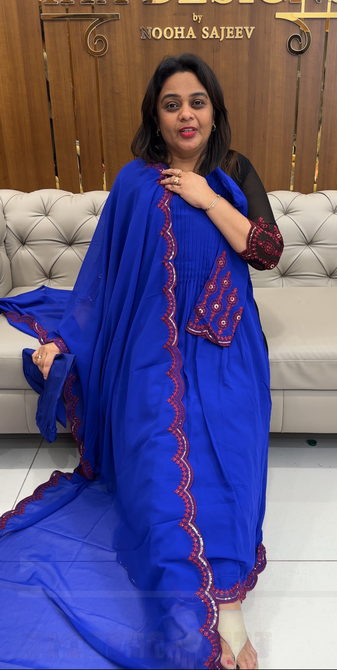 FAUX GEORGETTE ALINE TOP,BOTTOM AND DUPATTA - IHA 25192