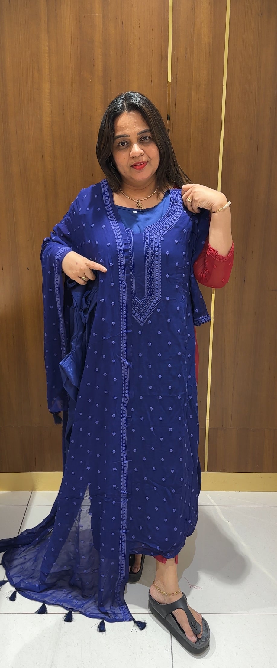 LUCKNOWI CHIKAMKARI TOP,BOTTOM AND DUPATTA - IHA 22779