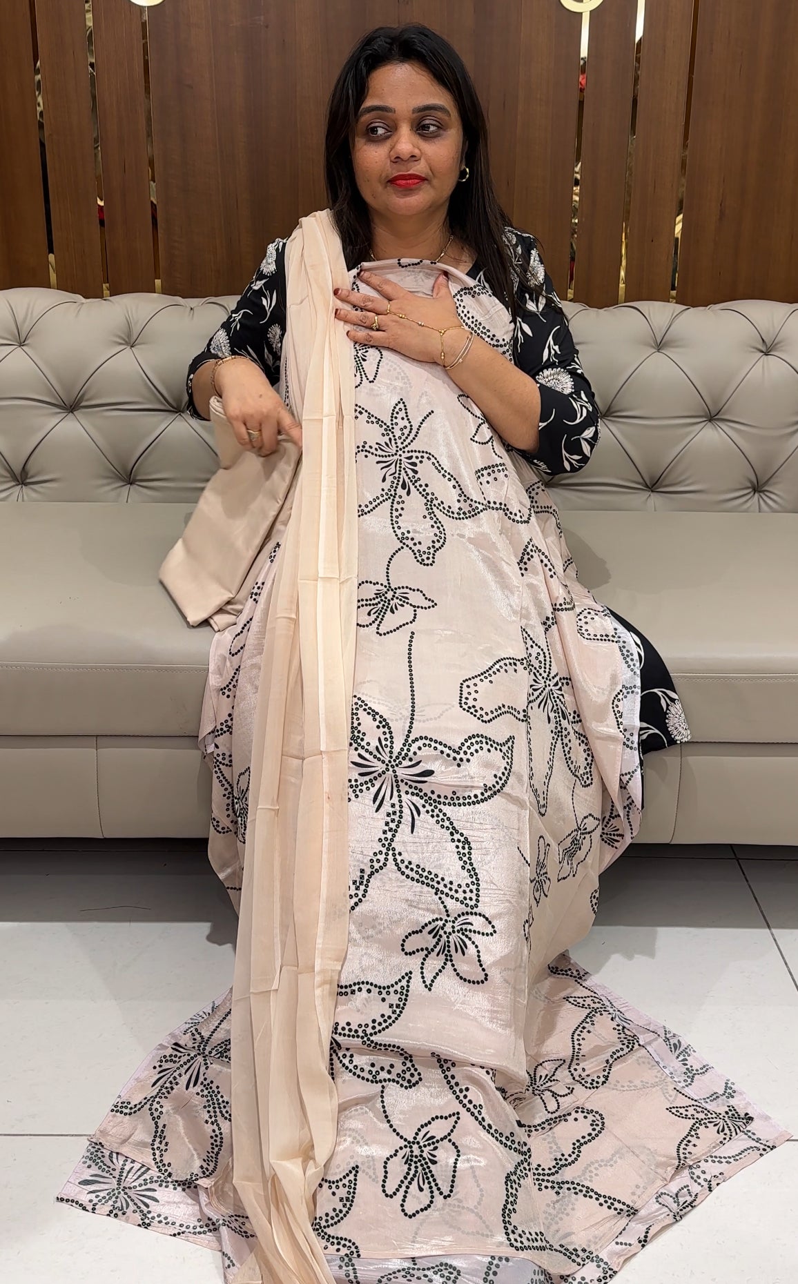 PRINTED CRAPE UNSTITCHED SALWAR SUITS - IHA 24341