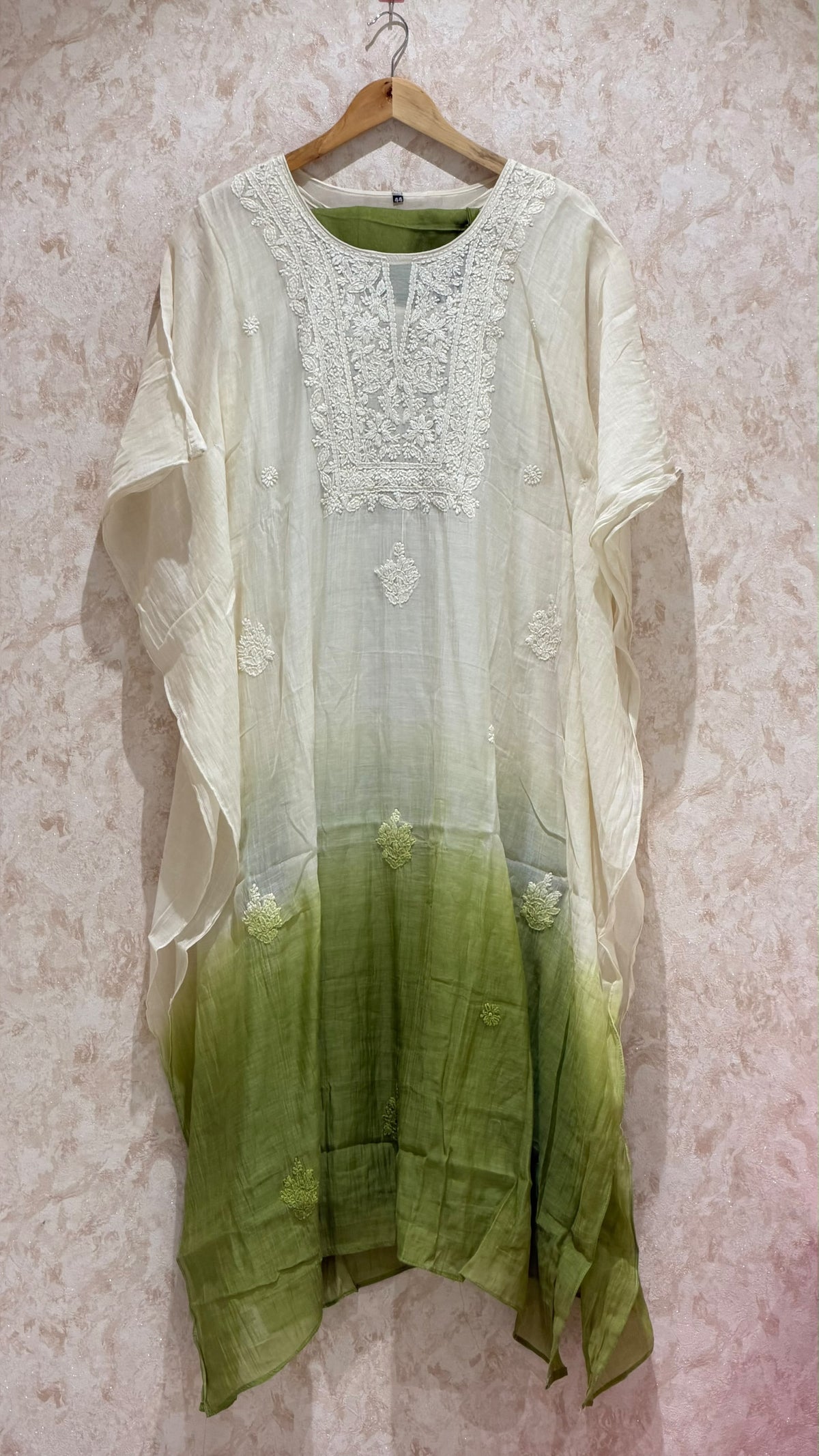 MUL CHANDERI KAFTAN TOP AND BOTTOM - IHA 35896