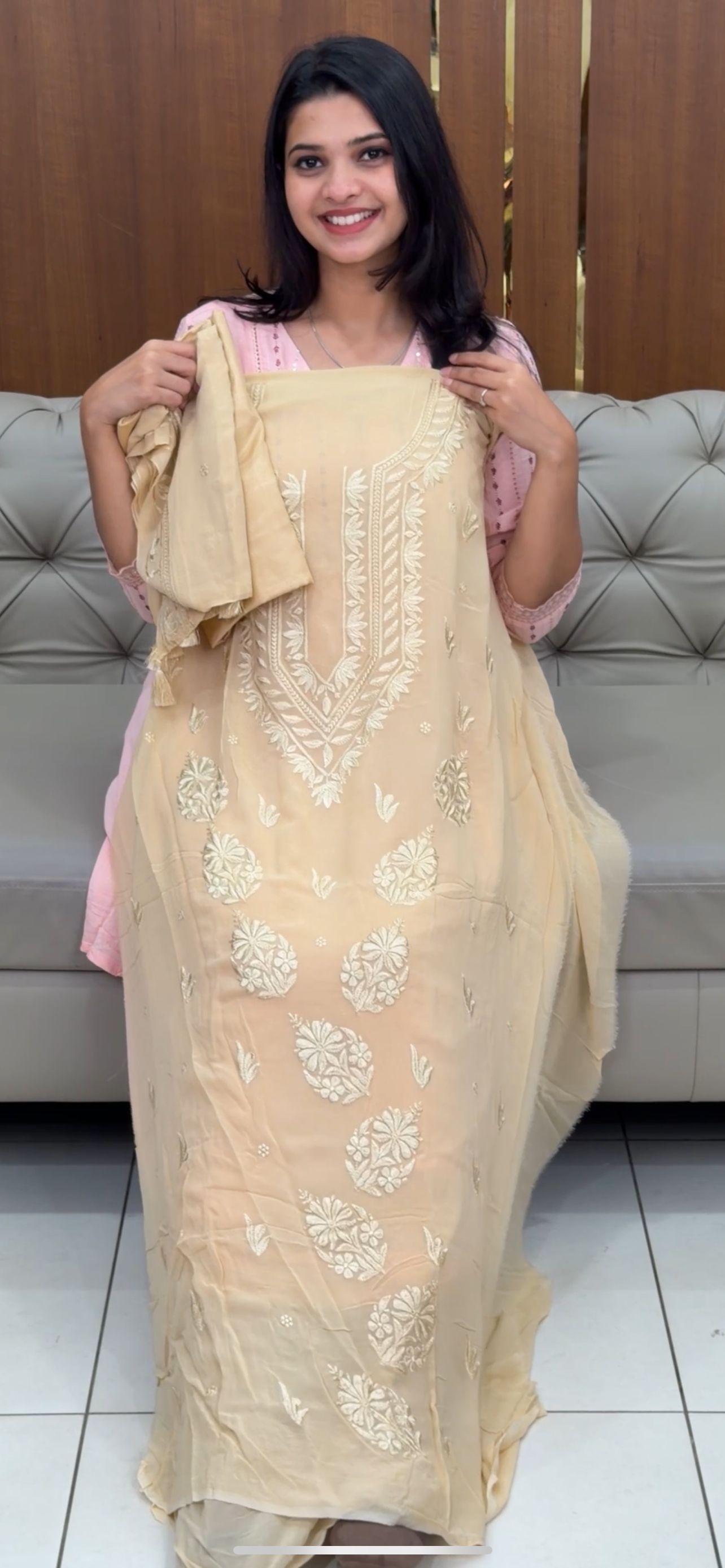 CHIKANKARI UNSTITCHED SALWAR SUITS - IHA 30797