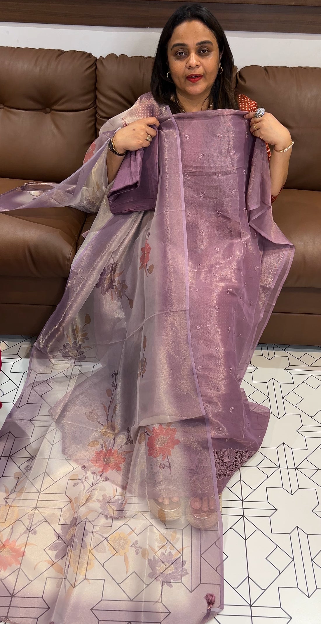 TISSUE UNSTITCHED SALWAR SUITS - IHA 22822